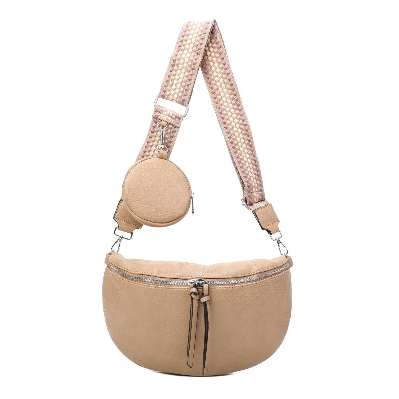 Schultertasche Damen Brusttasche Umhängetasche CrossBody Lederoptik Bag + Muster Gurt