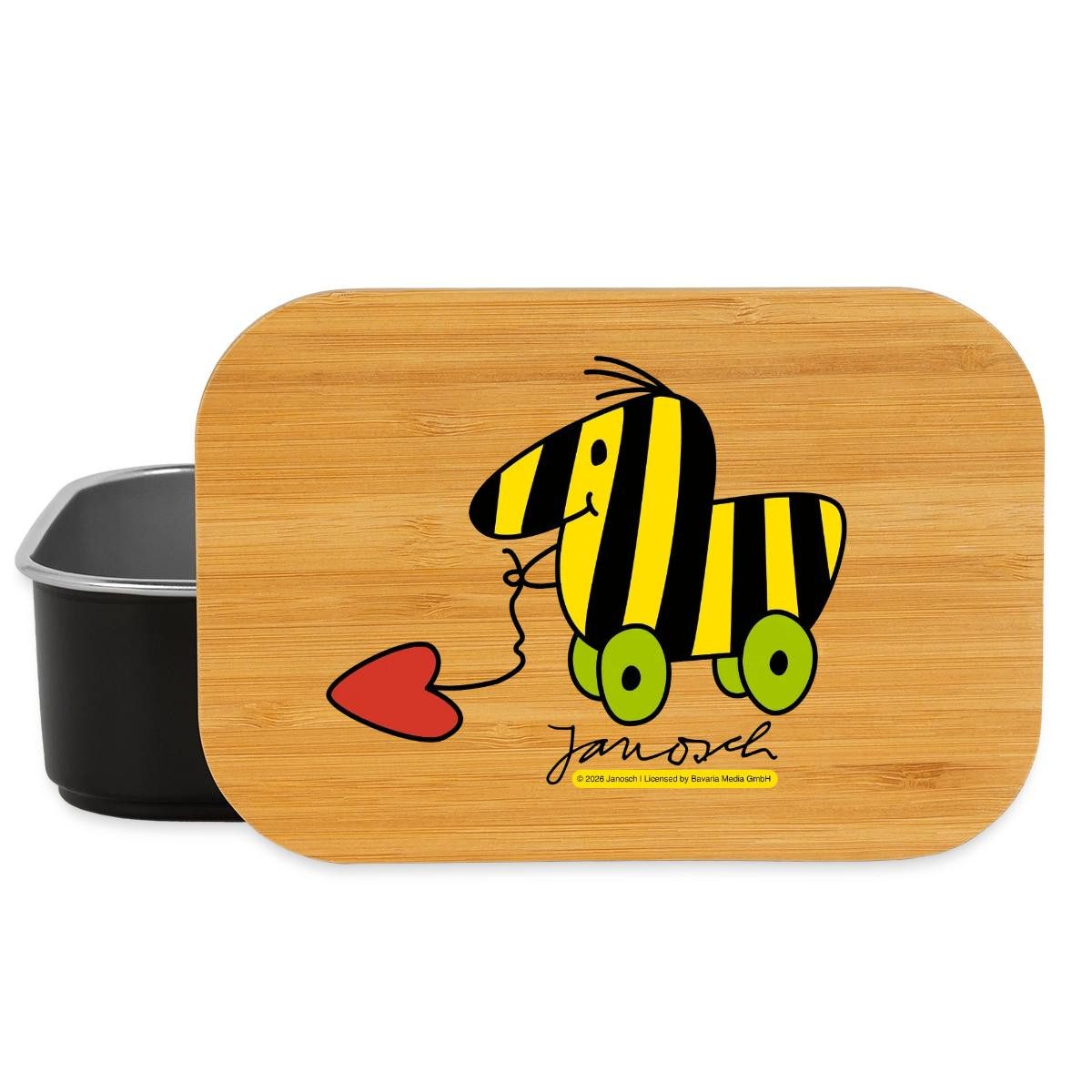 Spreadshirt Lunchbox Tigerente Herz Brotdose mit Bambusdeckel, Edelstahl, Bambus