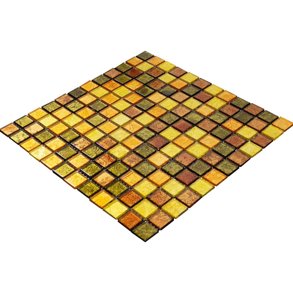 Mosafil Mosaikfliesen Glasmosaik Fliesen Curlew Gelb Orange 23 4mm, Glas 30.000x30.000, rot-gelb-orange, Verlegefertig auf ein Netz geklebt - Wasserfest