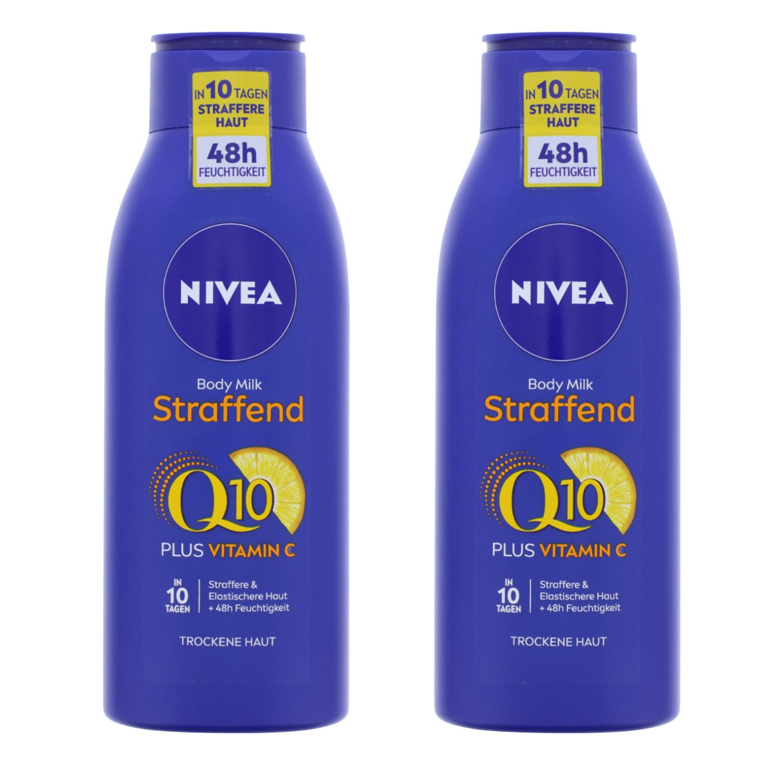 Nivea Bodylotion 2 x NIVEA Body Milk Q10 Hautstraffende Körperlotion Trockene Haut 48h