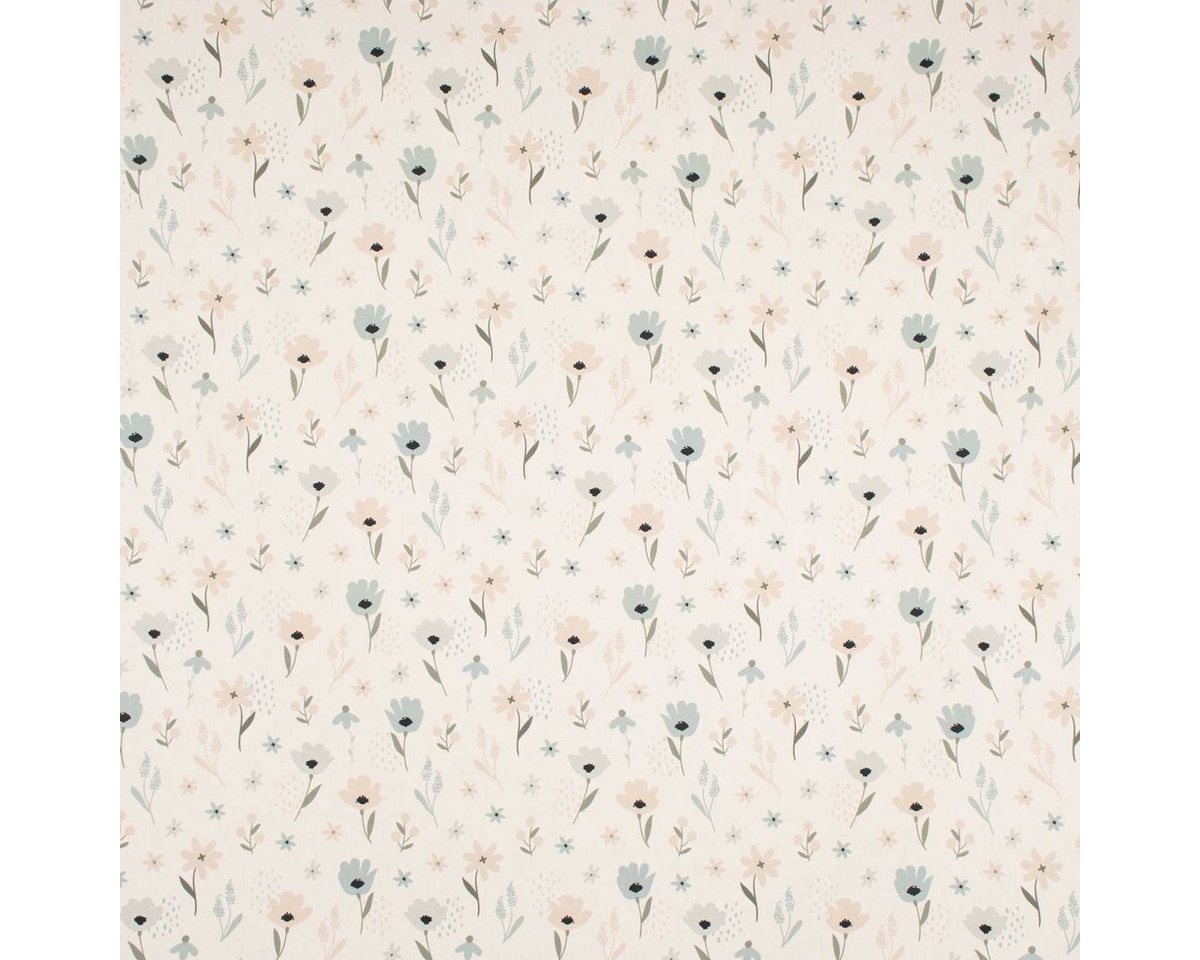 Thumbnail - SCHÖNER LEBEN. Stoff Dekostoff Baumwolle Digitaldruck Blumen ecru mintgrün vanille 1,40m, Digitaldruck