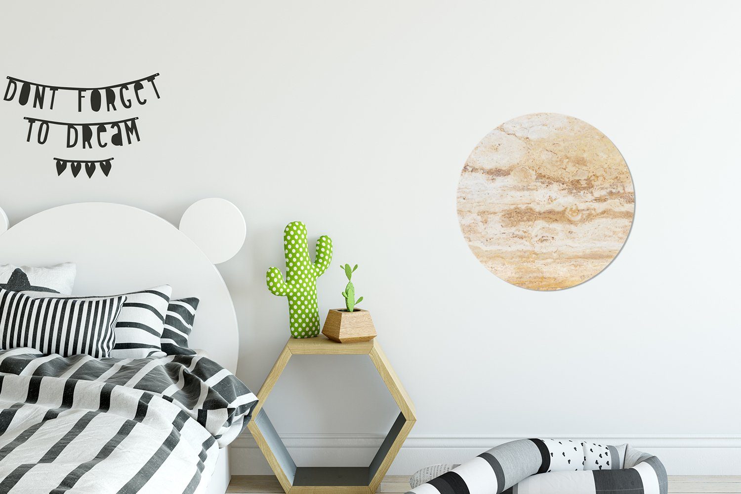 Marmor - Rund, Kinderzimmer, Sand Textur Tapetenaufkleber, (1 St), - Wohnzimmer für Wandsticker MuchoWow Tapetenkreis