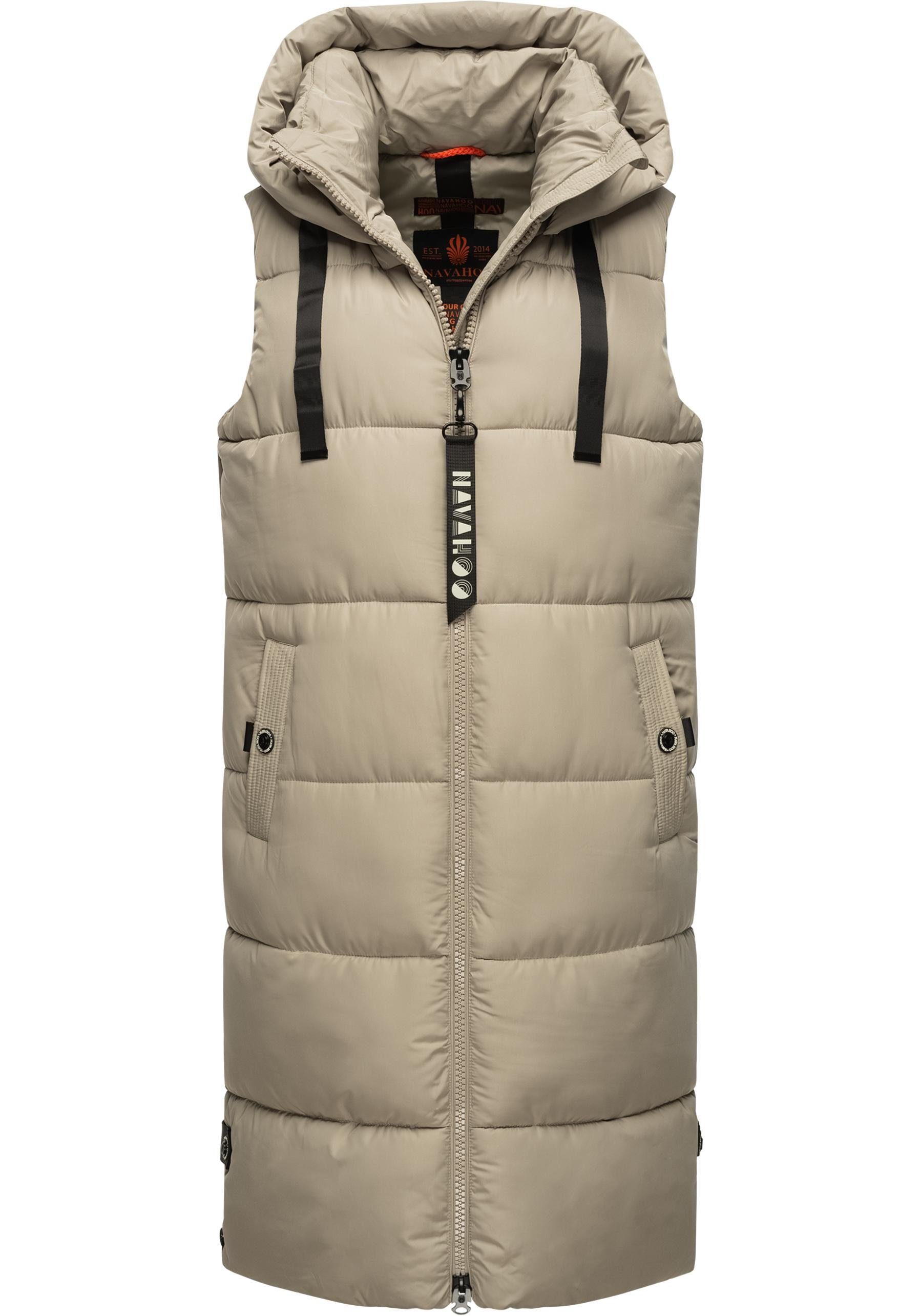 Navahoo Steppweste Schnuffelchen (1-tlg) warme Damen Outdoor-Weste lang mit Kapuze – Bild 4 von 5