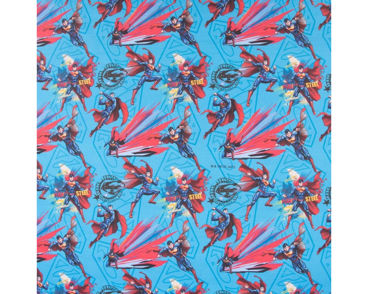 Thumbnail - SCHÖNER LEBEN. Stoff Baumwollstoff Popeline Digitaldr. Superman™© blau rot schwarz gelb 1,5, allergikergeeignet