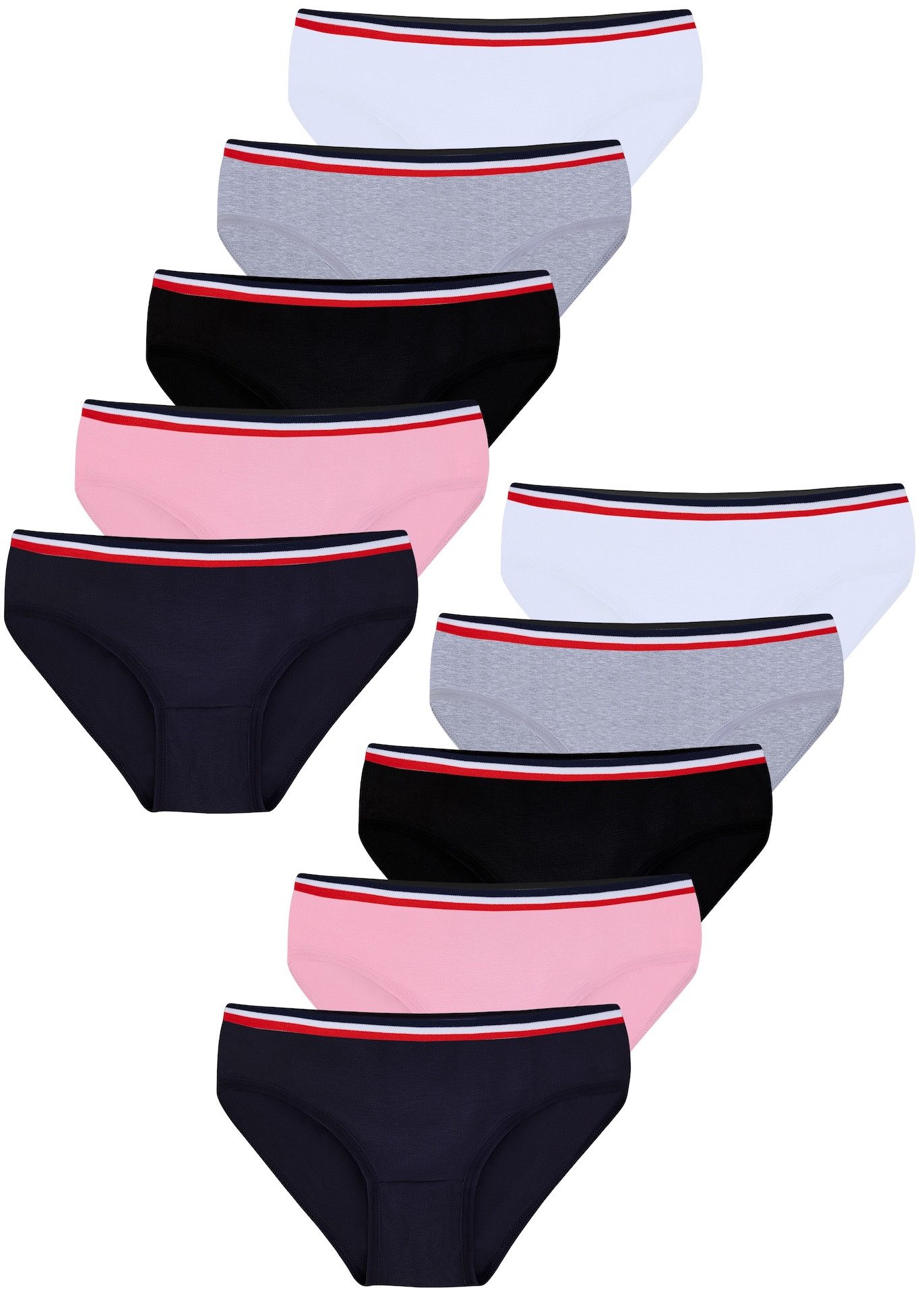 Slip 10er Set Mädchen Slips - Streifen - Bunt