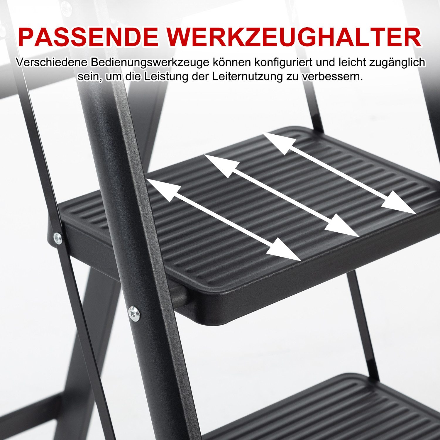 FOXSPORT Stehleiter ARK10, Trittleiter, Haushaltsleiter 3-5 Stufen, Klappleiter, Multifunktionsleiter, Arbeitsleiter klappbar, bis 150 kg, stabil