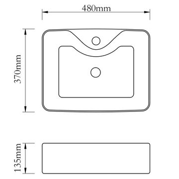 vidaXL Waschbecken Waschbecken mit Wasserhahnloch 48x37x13,5cm Keramik Silbern