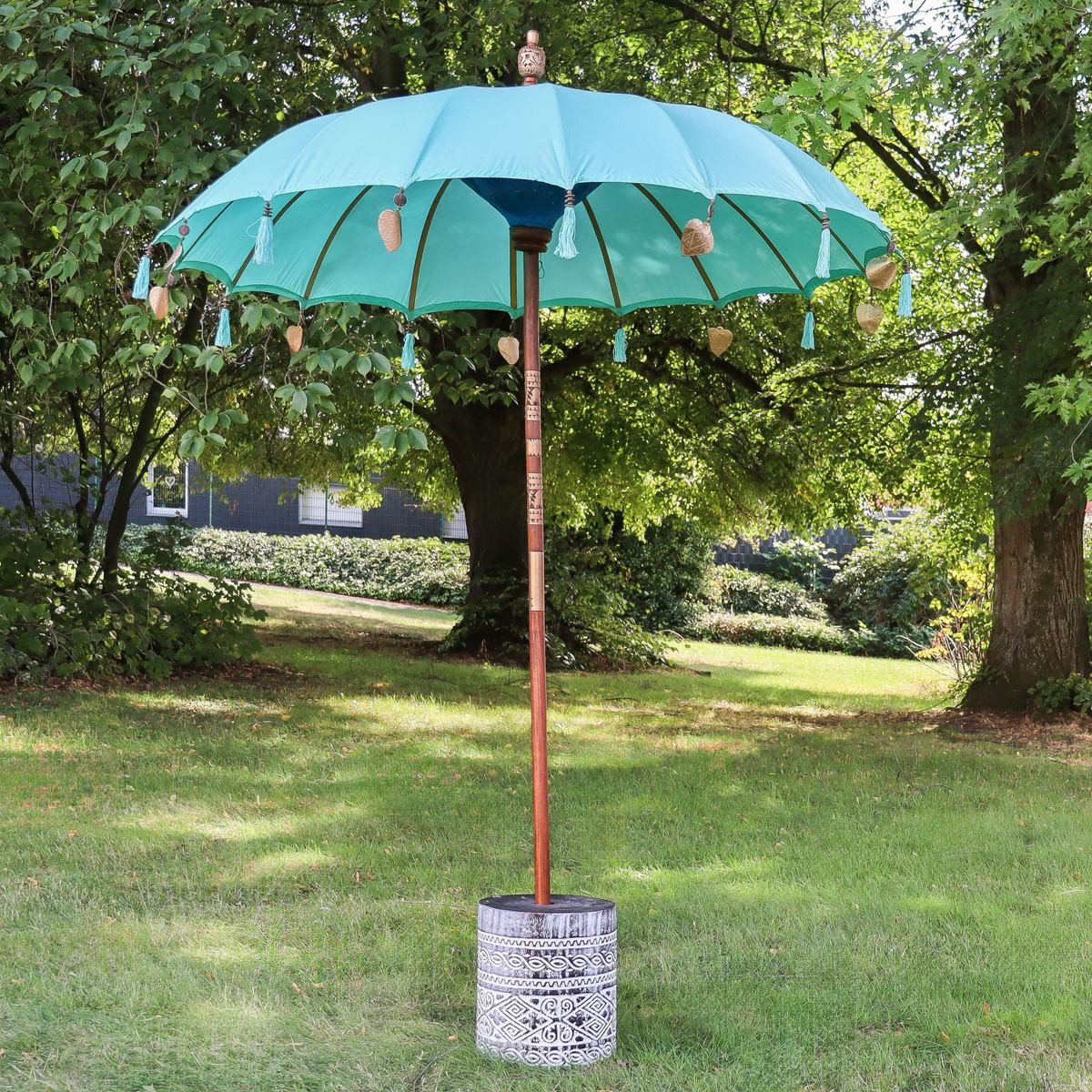 Oriental Galerie Sonnenschirm Blau Türkis Bali Garten-Sonnenschirm, 180 cm Tosca