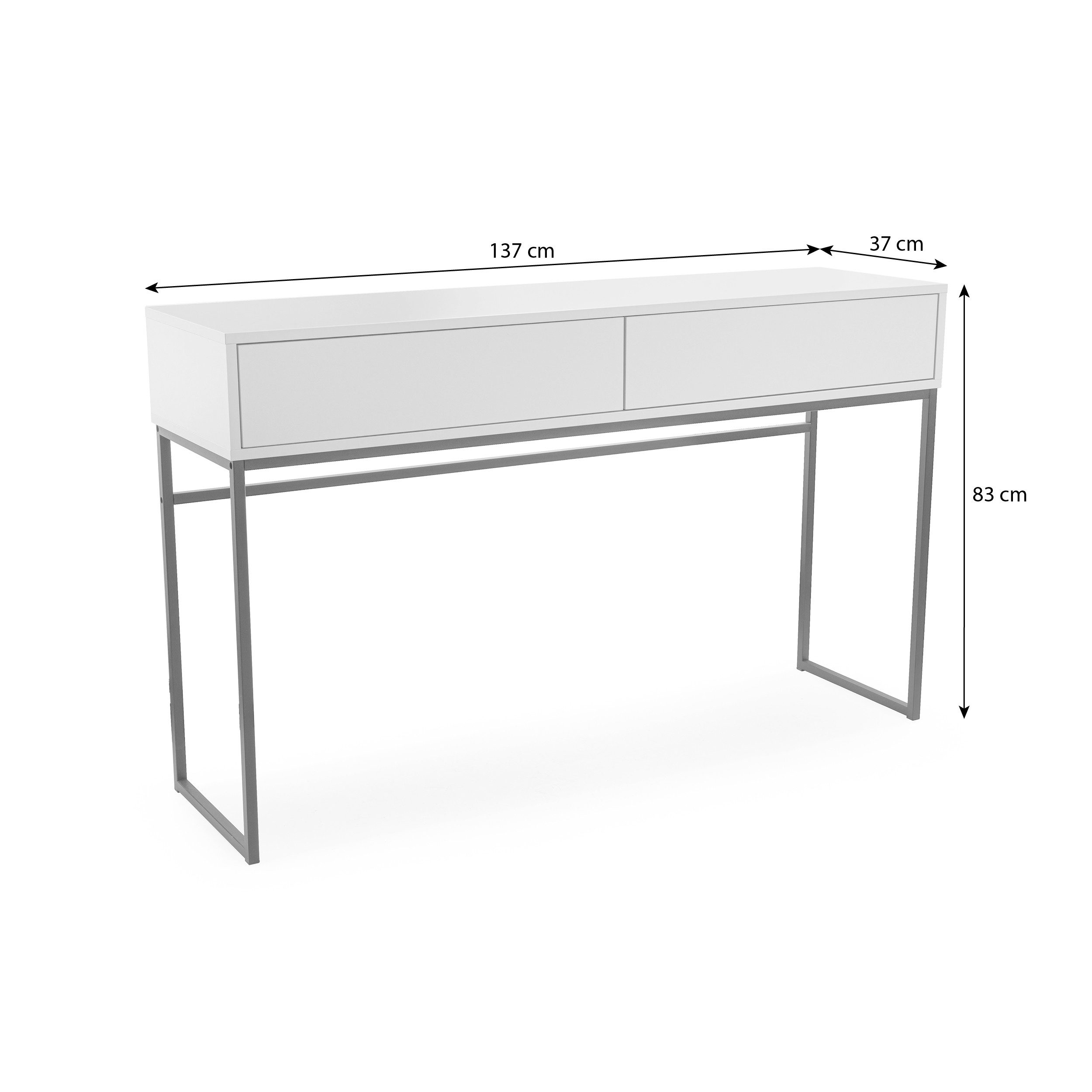 Beautysofa Schminktisch GIANA elegante grifflos mit 2 Schubladen (erhältlich in Sandbeige oder Flaschengrün), Breite: 137 cm – Bild 4 von 5