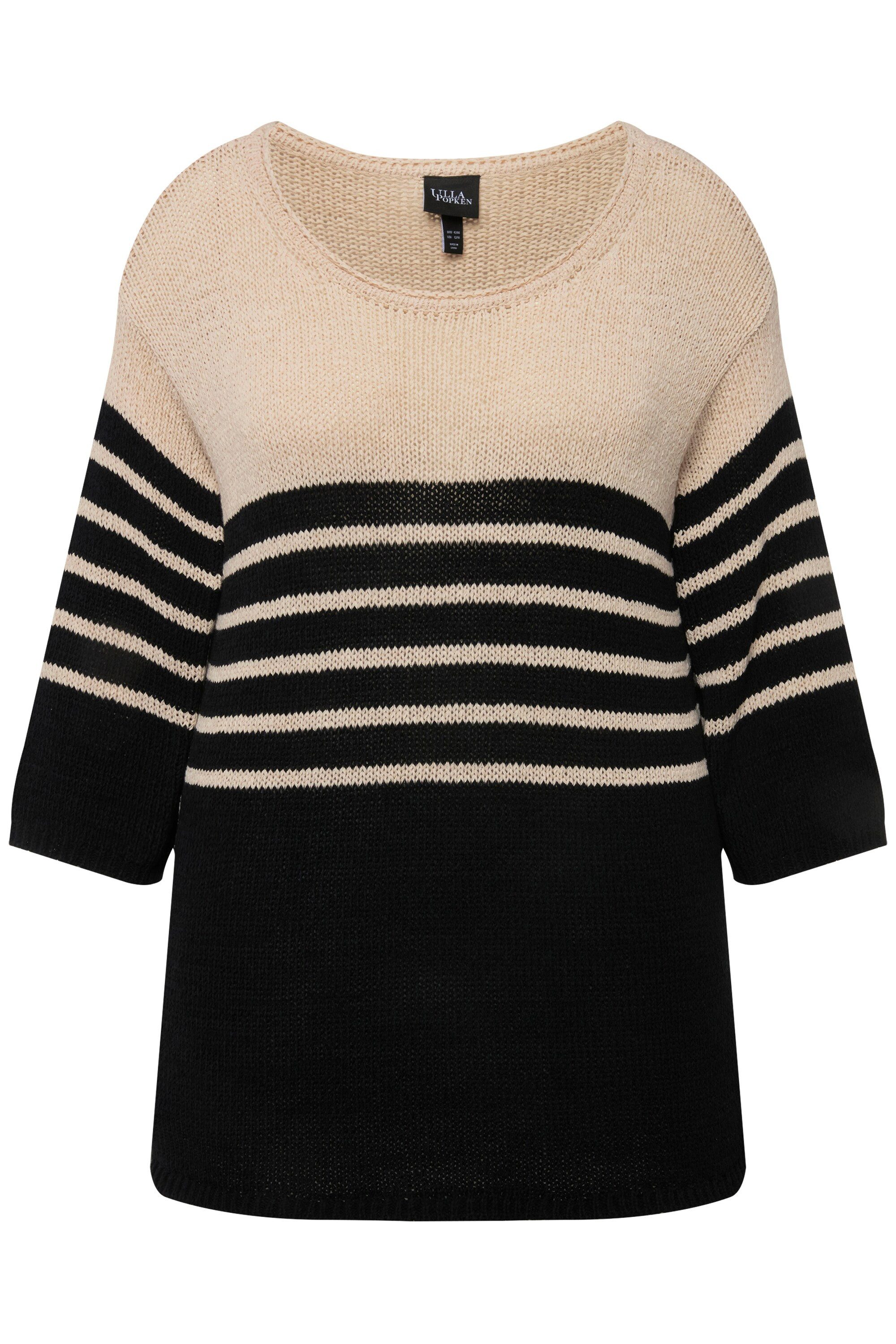 Ulla Popken Strickpullover Pullover Ringel Oversized Rundhals 3/4-Arm günstig online kaufen