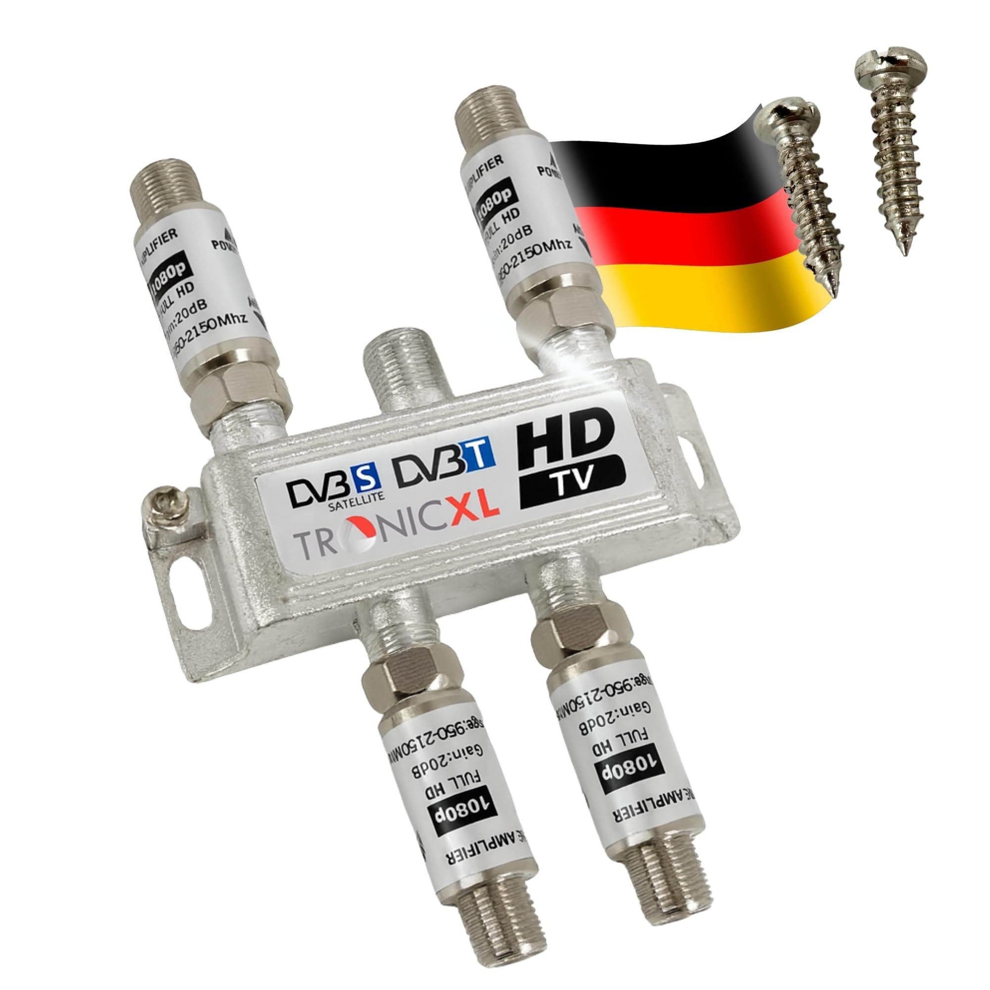 4-fach Sat Splitter Verstärker Antennenverteiler Signalverstärker TV Leistungsverstärker