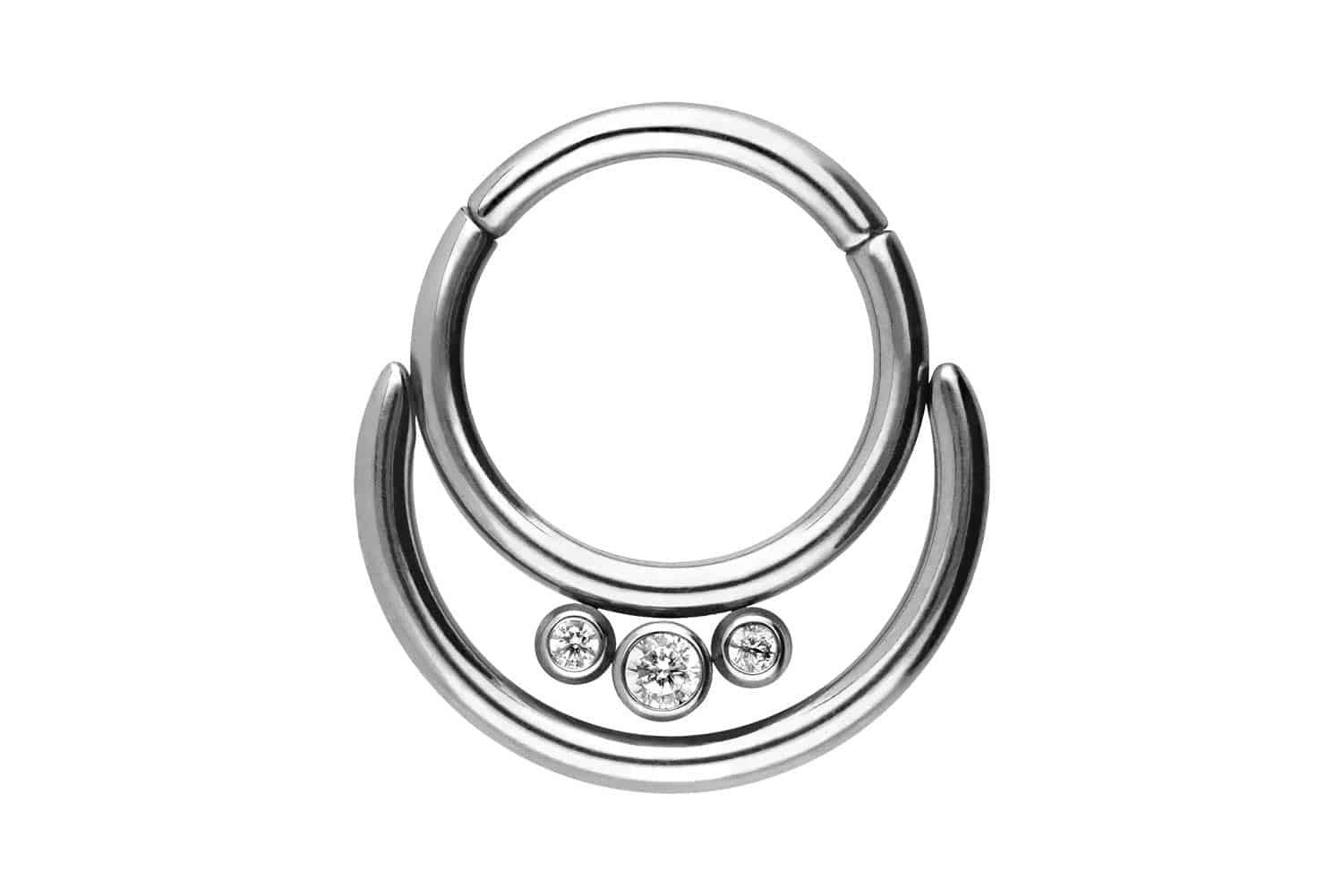 Piercing-Set Titan Segmentring Clicker 2 RINGE + KRISTALLE