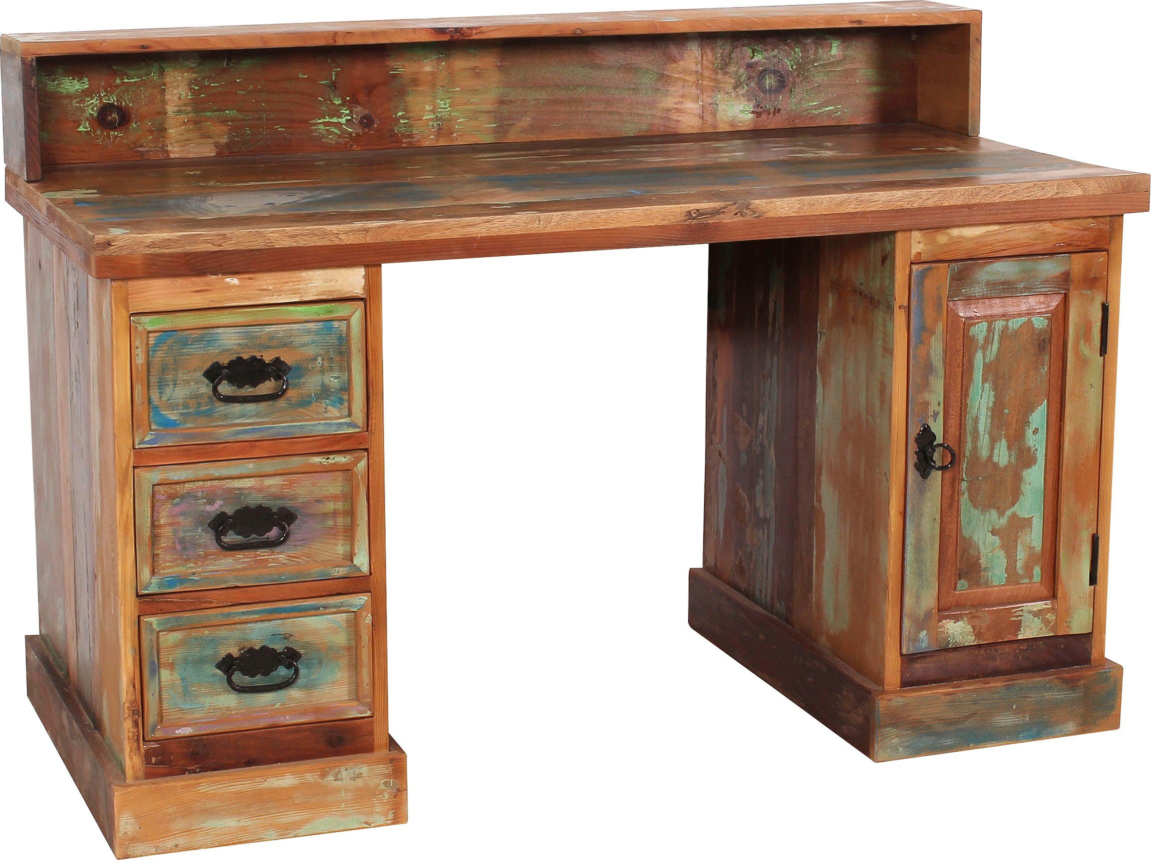 SIT Schreibtisch, Sekretär aus recyceltem Altholz mit Farbresten,  Nachhaltig durch die Verwendung von Altholz