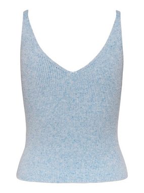 ONLY Shirttop Kurz Geripptes Crop Top V-Ausschnitt ONLLINA (1-tlg) 4107 in Blau