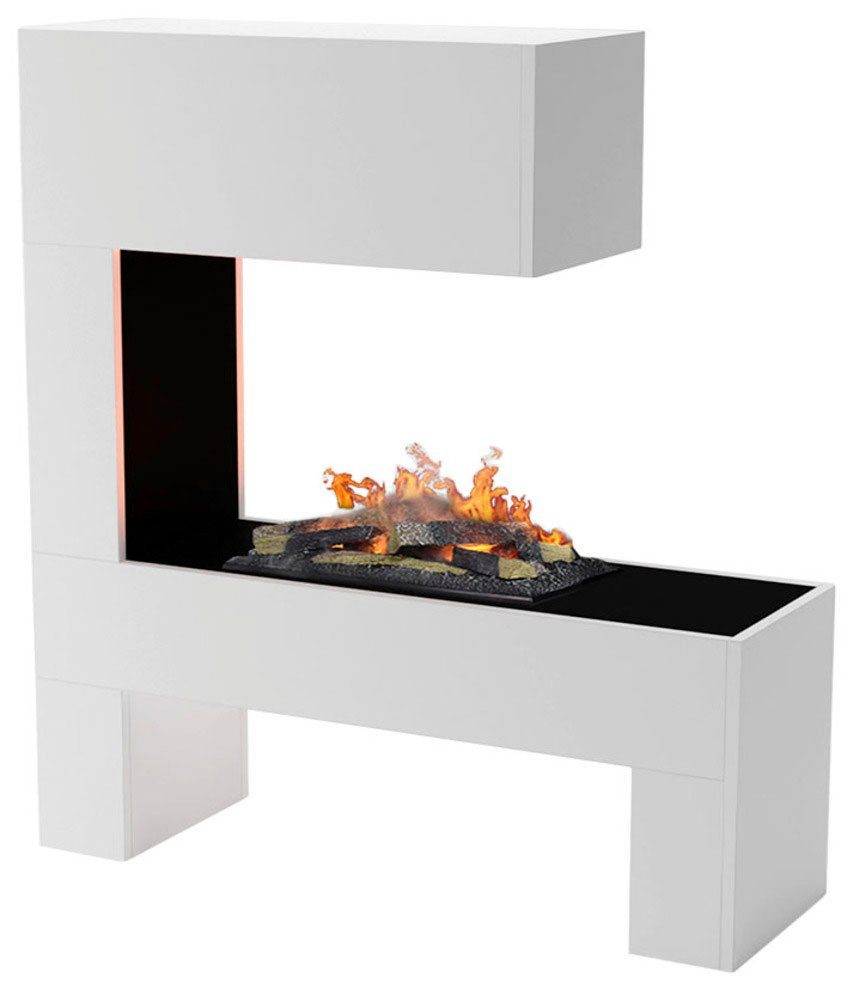 »Mozart«, integriertem mit mit Elektrokamin Feuer GLOW Knistereffekt Wasserdampfkamin FIRE 3D weiß