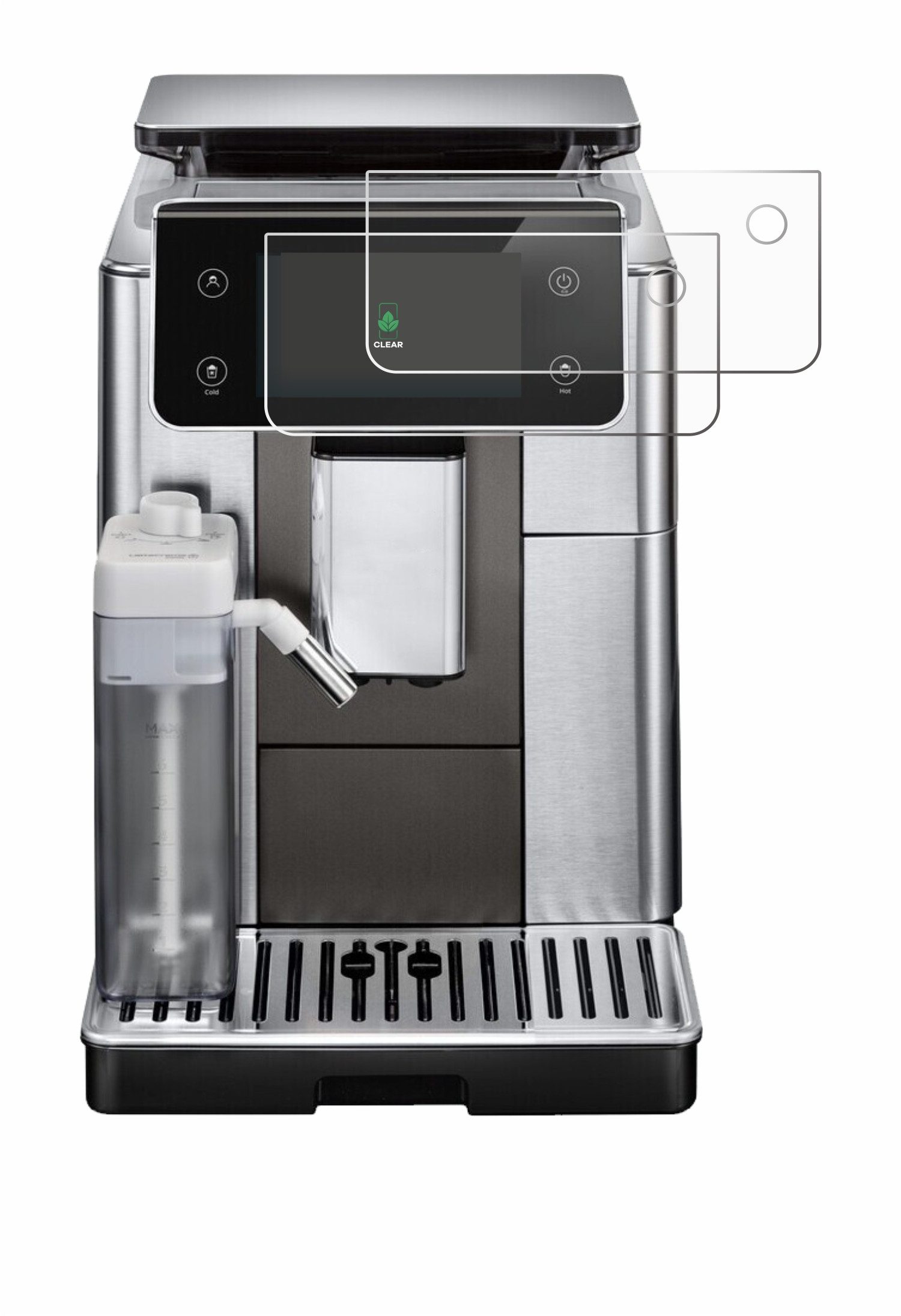 ScreenLeaf Displayschutzfolie Schutzfolie für DeLonghi PrimaDonna Aromatic ECAM630.75.TSM, 2 Stück, nachhaltiger Displayschutz Schutz Folie Klar Transparent