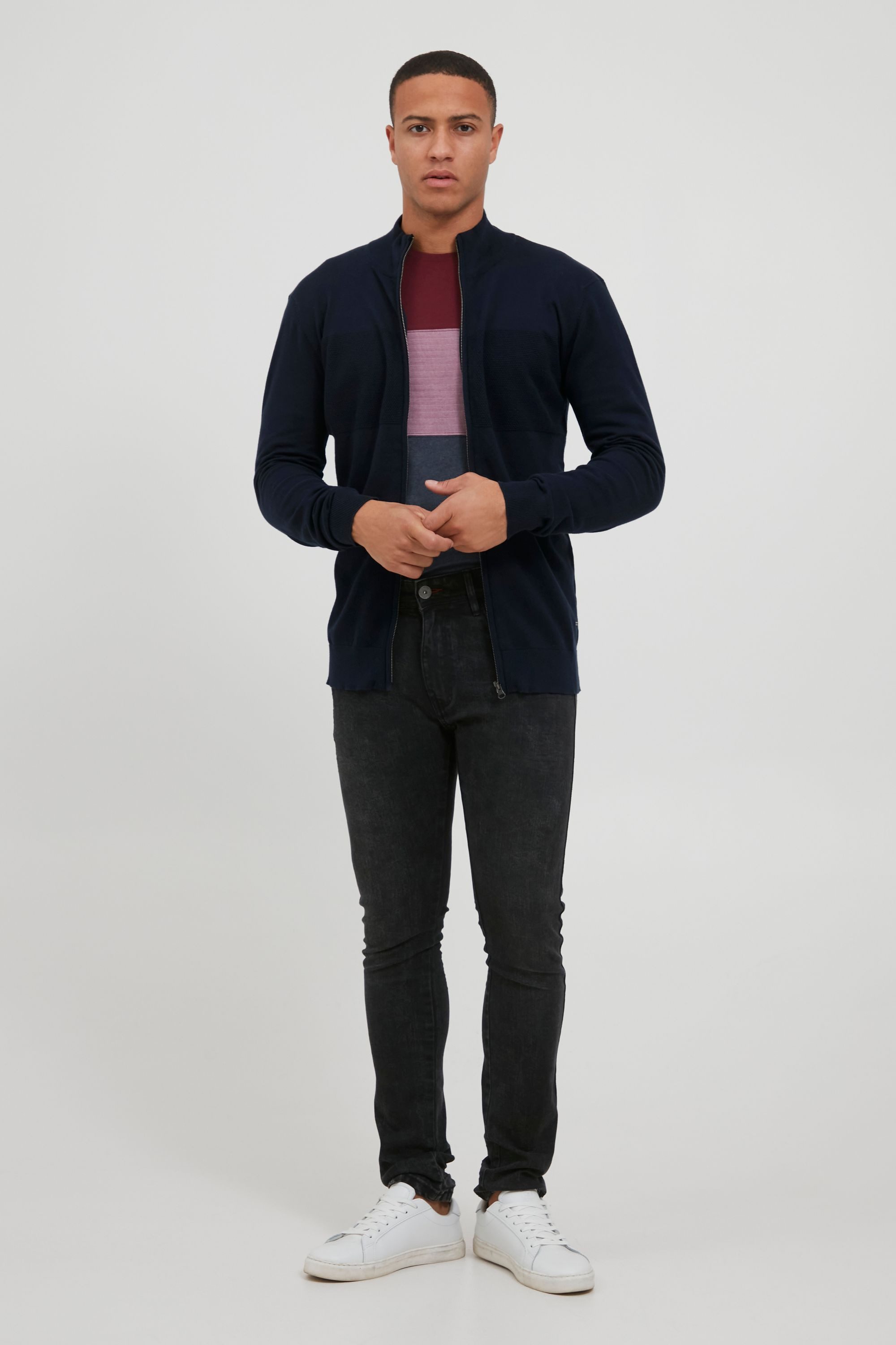 Indicode Strickjacke IDErnoldo Feinstrick Zip-Jacke günstig online kaufen