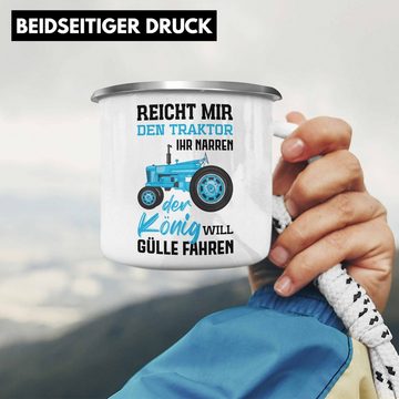 Trendation Thermotasse Trendation - Landwirt Spruch Geschenk Emaille Tasse Landwirtschaft Geschenke für Männer Traktor Spruch KaffeeEmaille Tasse Gülle Fahren