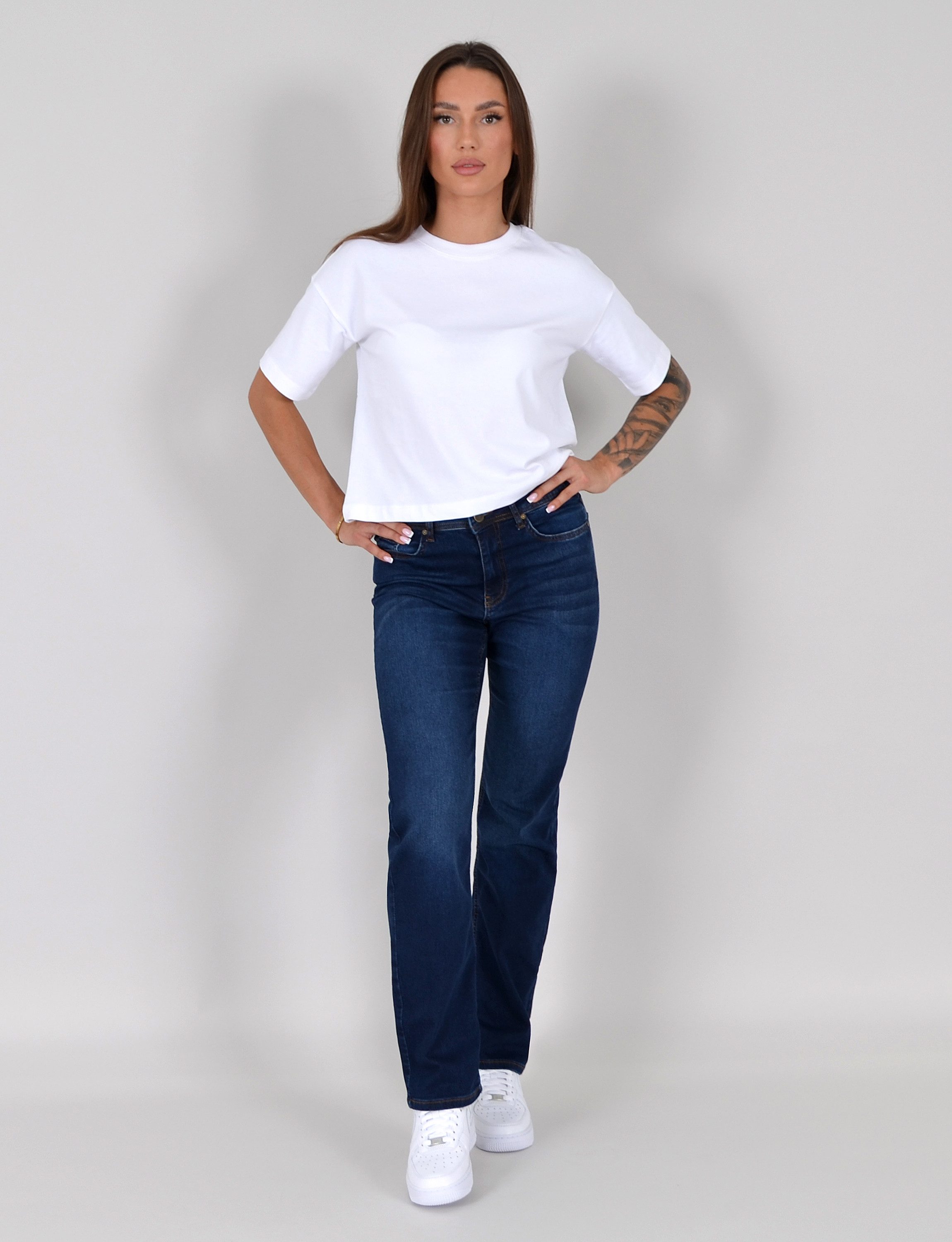 ESRA Straight-Jeans Damen Stretch-Jeans Premium Baumwolle Jeanshose Damen Straight Fit G14 Straight Jeans Damen High Waist Stretch Jeans Damen Regular Hose – Bild 4 von 5