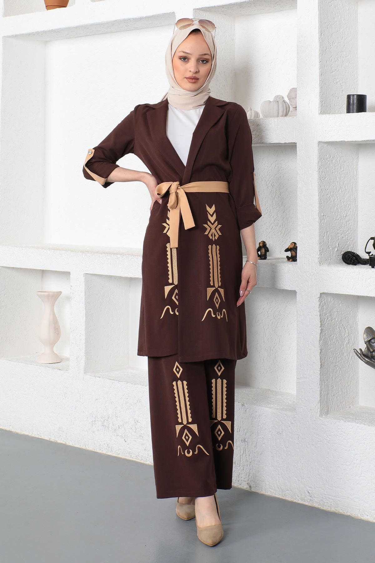 MODAMİHRAM Tunikakleid KleidBesticktes Anzug-Set