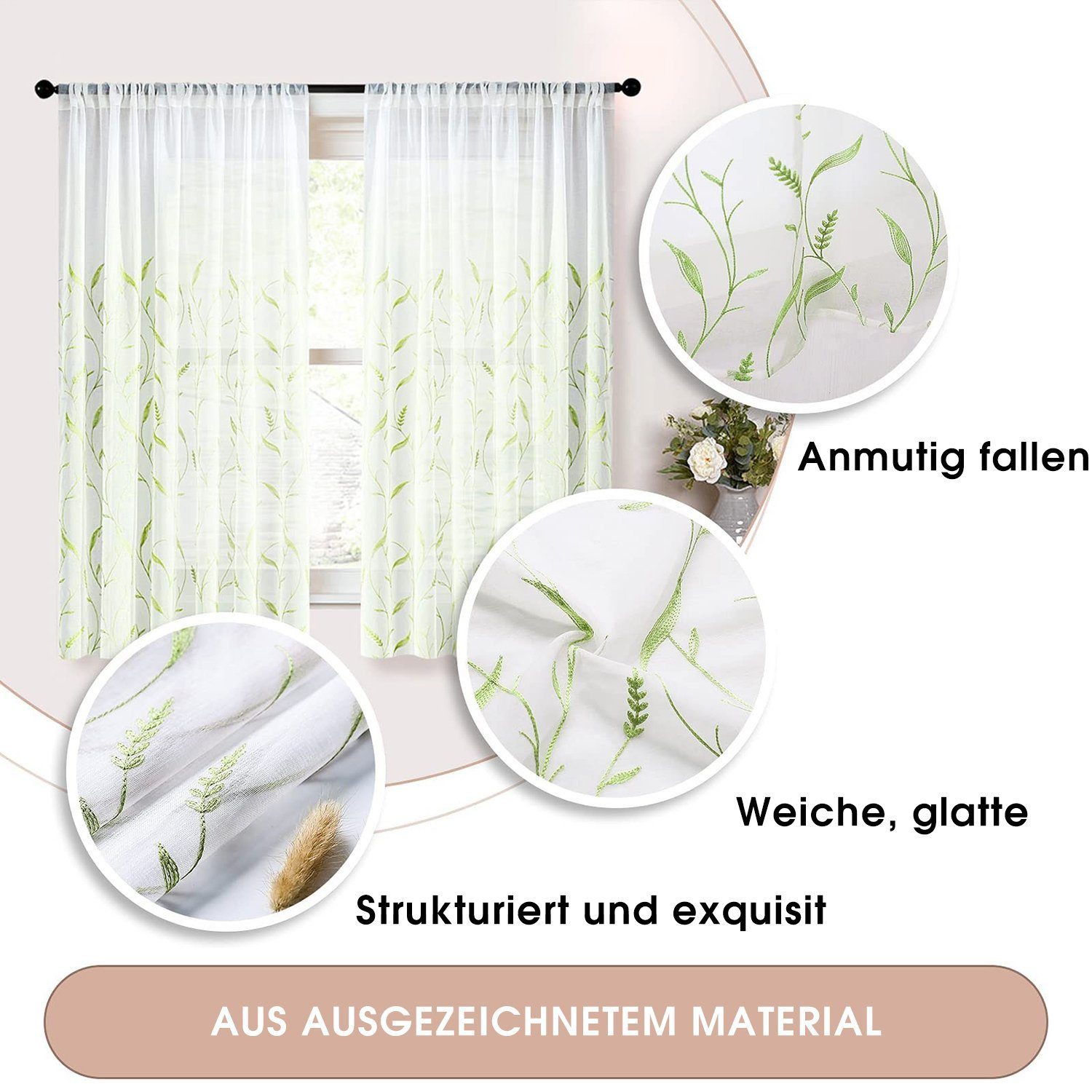 BYSURE Vorhang, Ösen (2 St), halbtransparent, günstig online kaufen