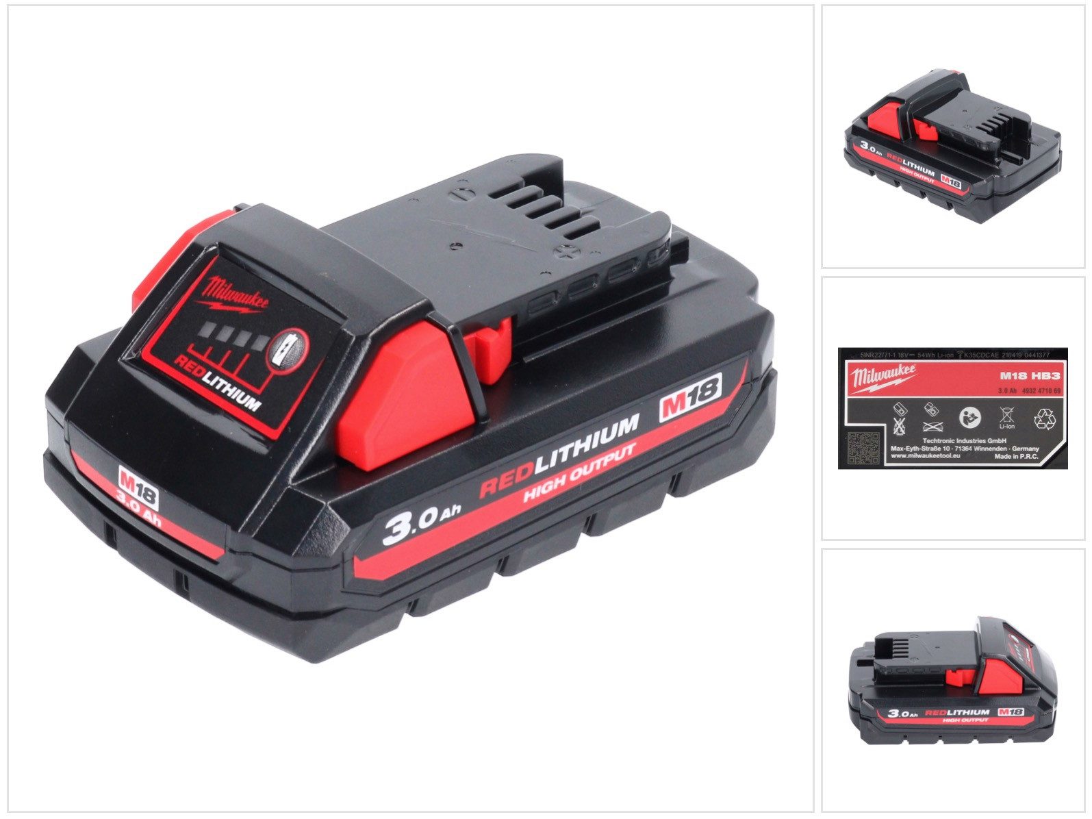 Milwaukee M18 HB3 High Output 18 V 3,0 Ah / 3000 mAh Li-Ion Akku (4932471069) Akkupacks