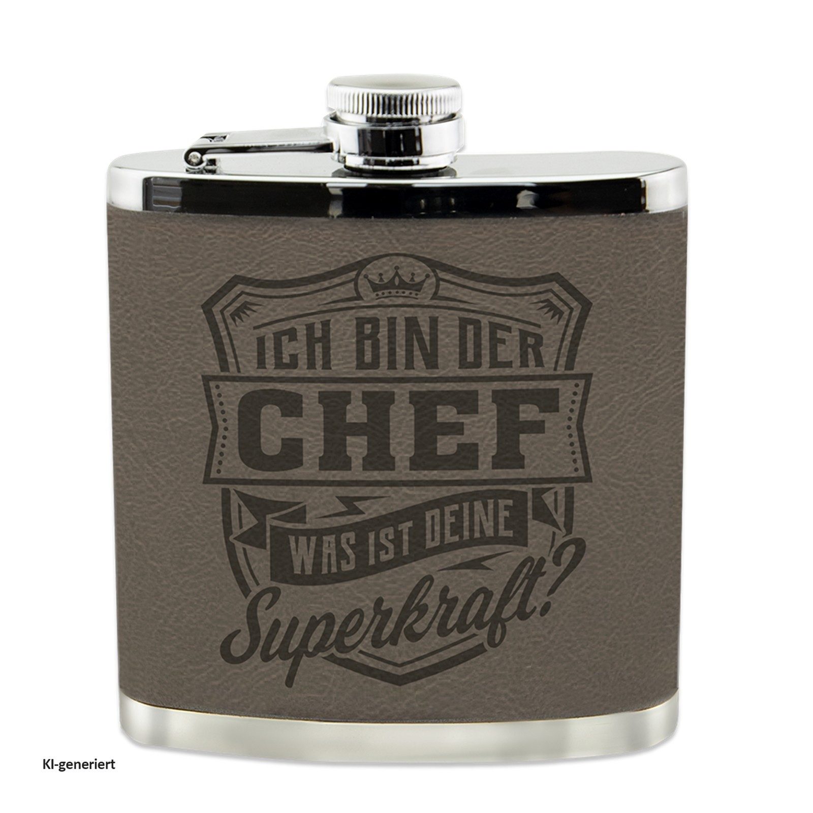 HTI-Living Flachmann Echter Kerl Flachmann Chef, Männer Trinkflasche mit Kunstleder