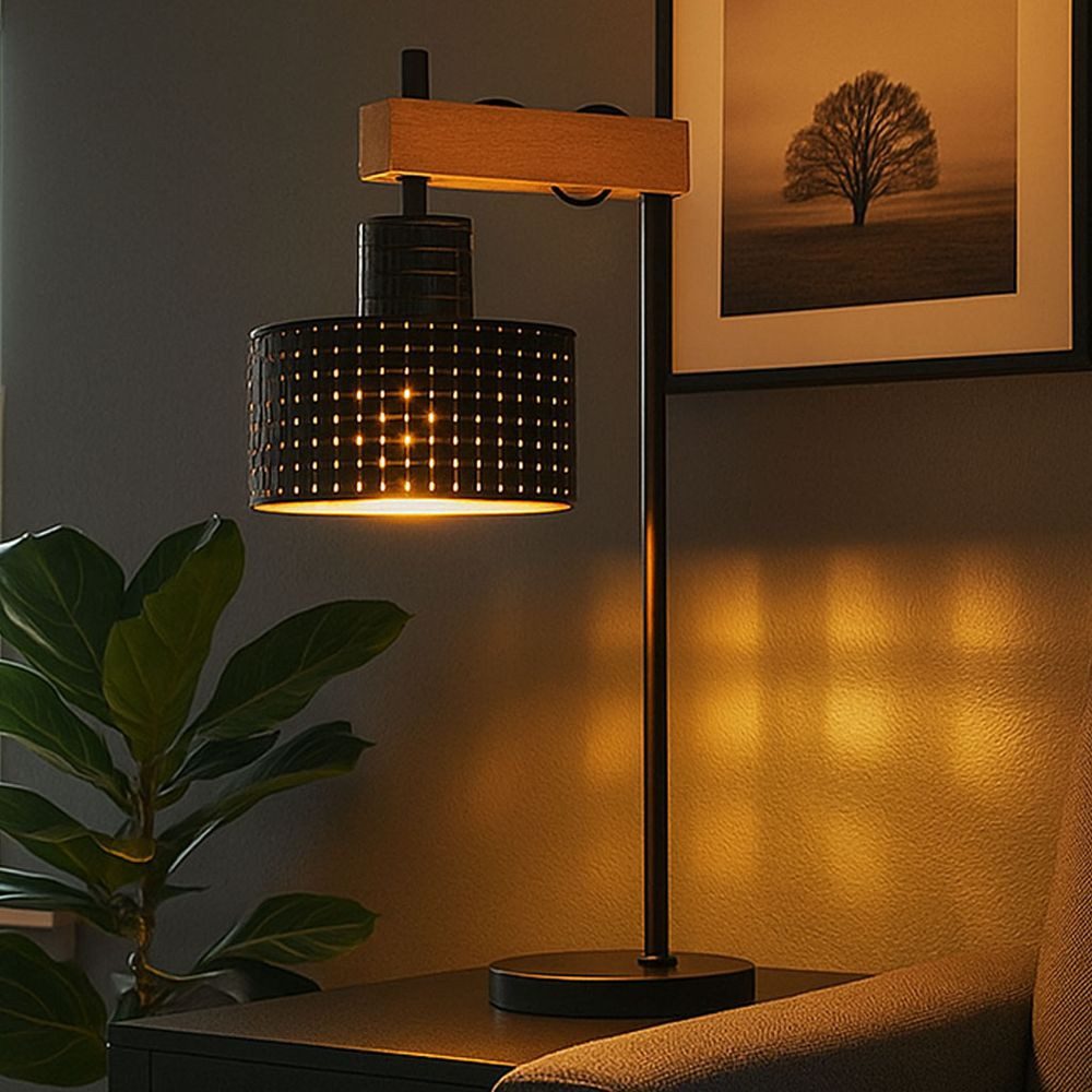 GLOBO LIGHTING LED Tischleuchte, Leuchtmittel inklusive, Warmweiß, Tischleuchte Nachttischlampe schwarz gold höhenverstellbar LED H 55 cm