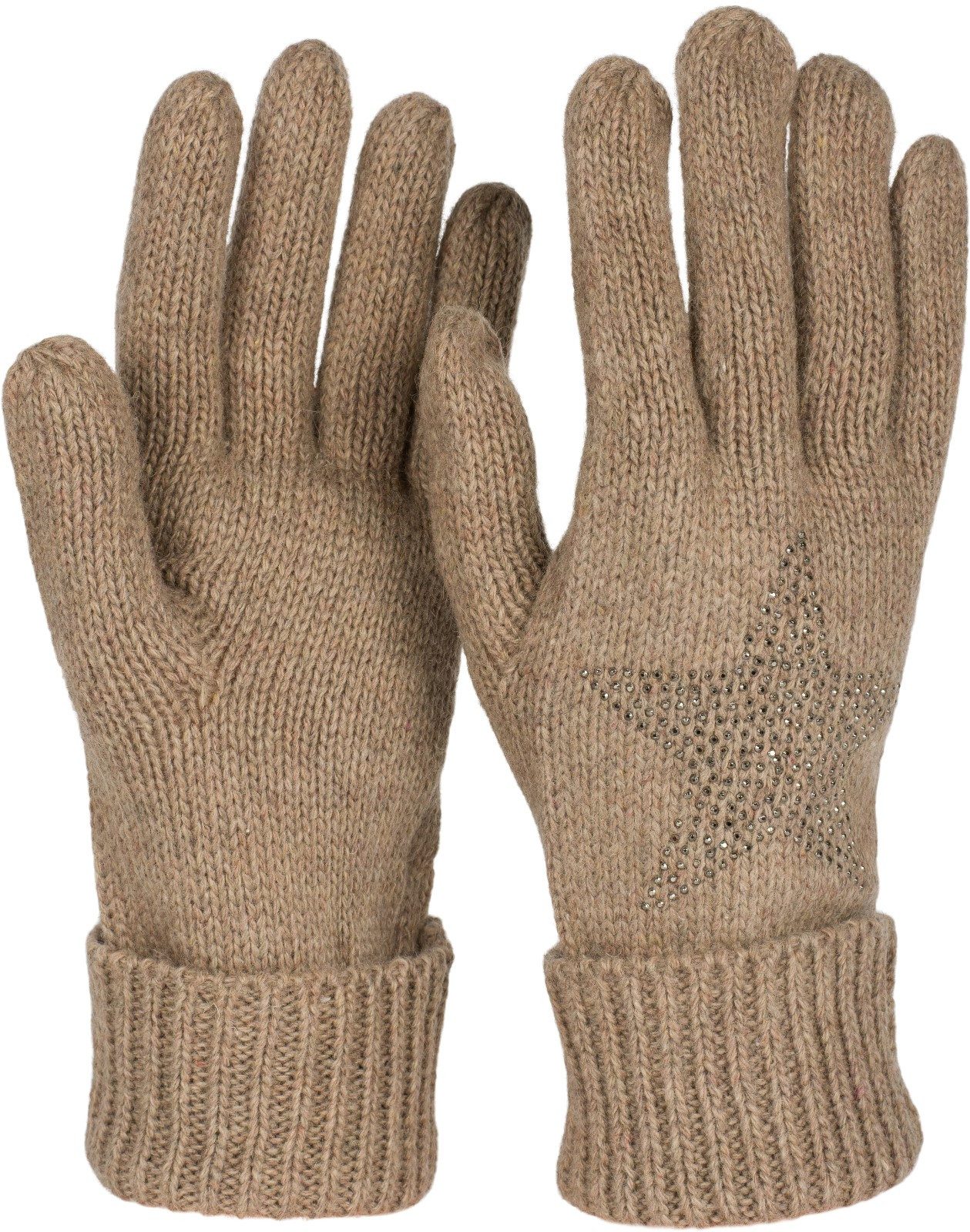 styleBREAKER Strickhandschuhe Strick Handschuhe mit Strass Stern (1-St)