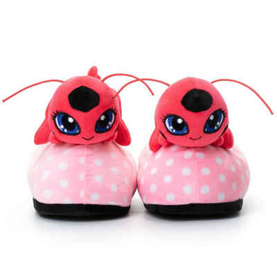 Corimori Miraculous Ladybug Plüsch-Hausschuhe Kwami Plagg und Tikki für Kinder, Plüsch Hausschuhe (Packung) EU Einheitsgröße 25-33,5 Plüsch Pantoffeln, Schuhe, Mädchen, Jungen