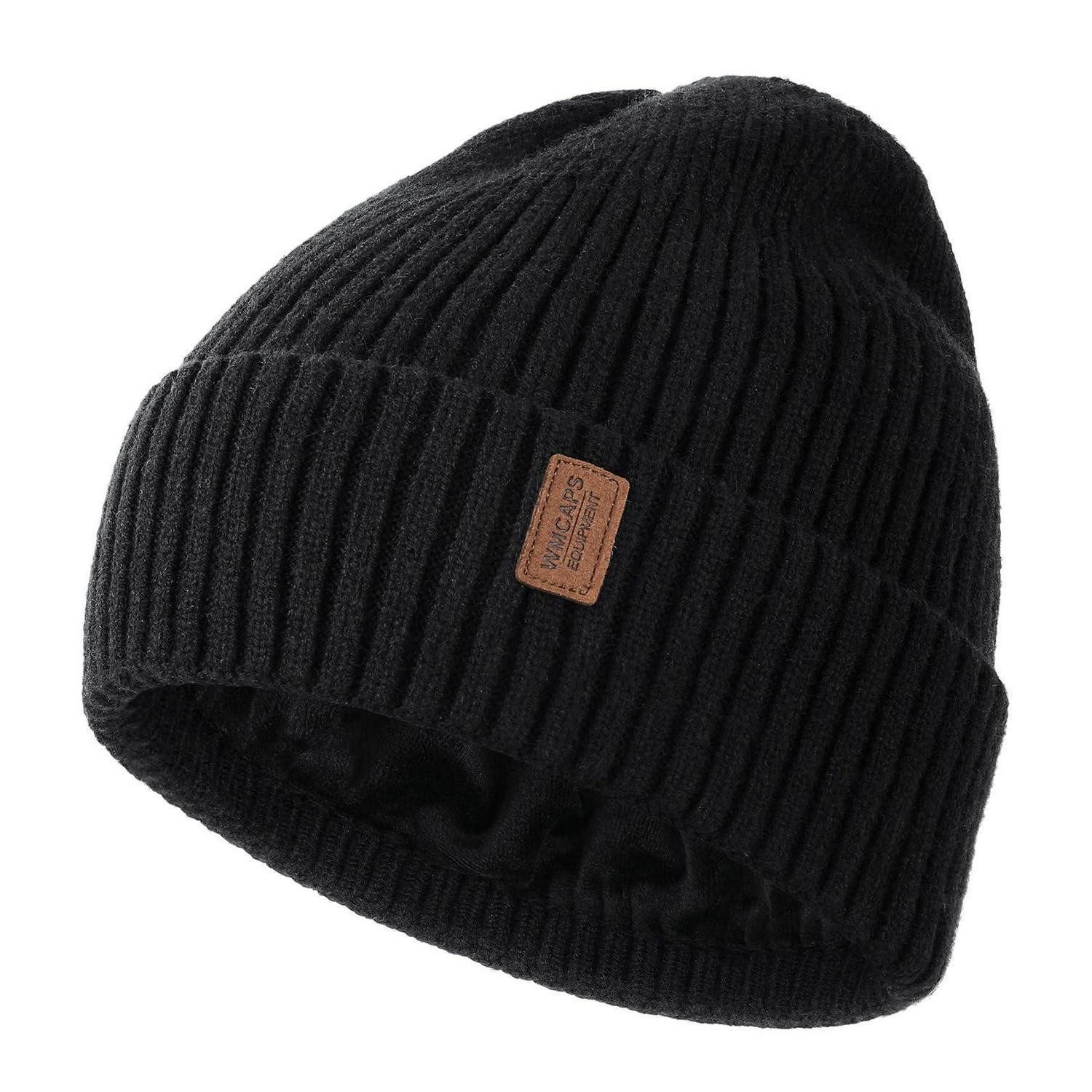 LuxusKollektion Strickmütze Herren Thermo-Mütze Einheitsgröße Schwarz (1-St)