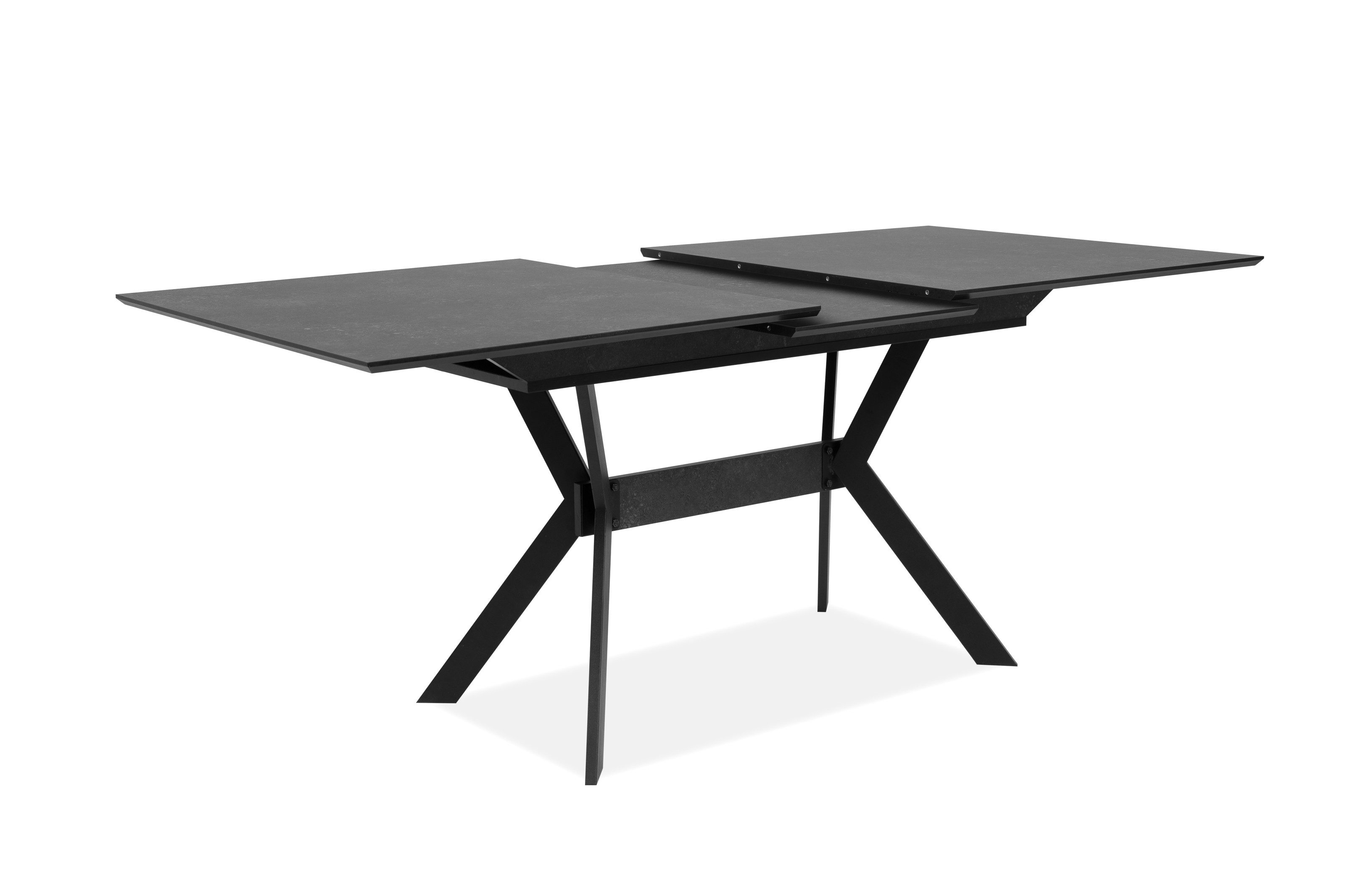 freiraum Kulissentisch Haro, ausziehbar bis 200cm, Dekor Stein dunkel - 160/200x76x90cm (BxHxT