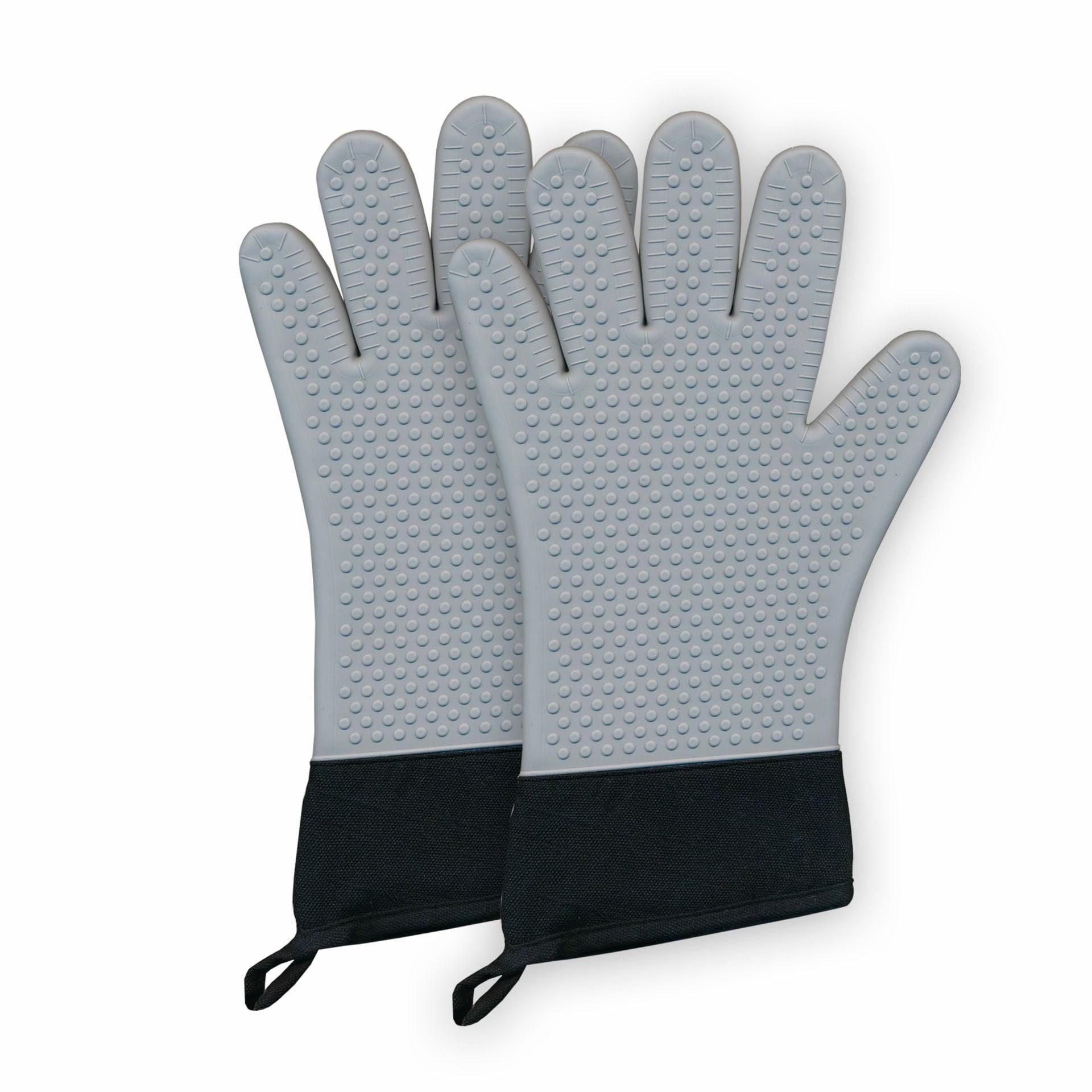 Fire Stone Grillhandschuhe, Silikon Ofenhandschuhe, 1 Paar, hitzebeständig bis 250°C, mit Fingern, 34x20 cm