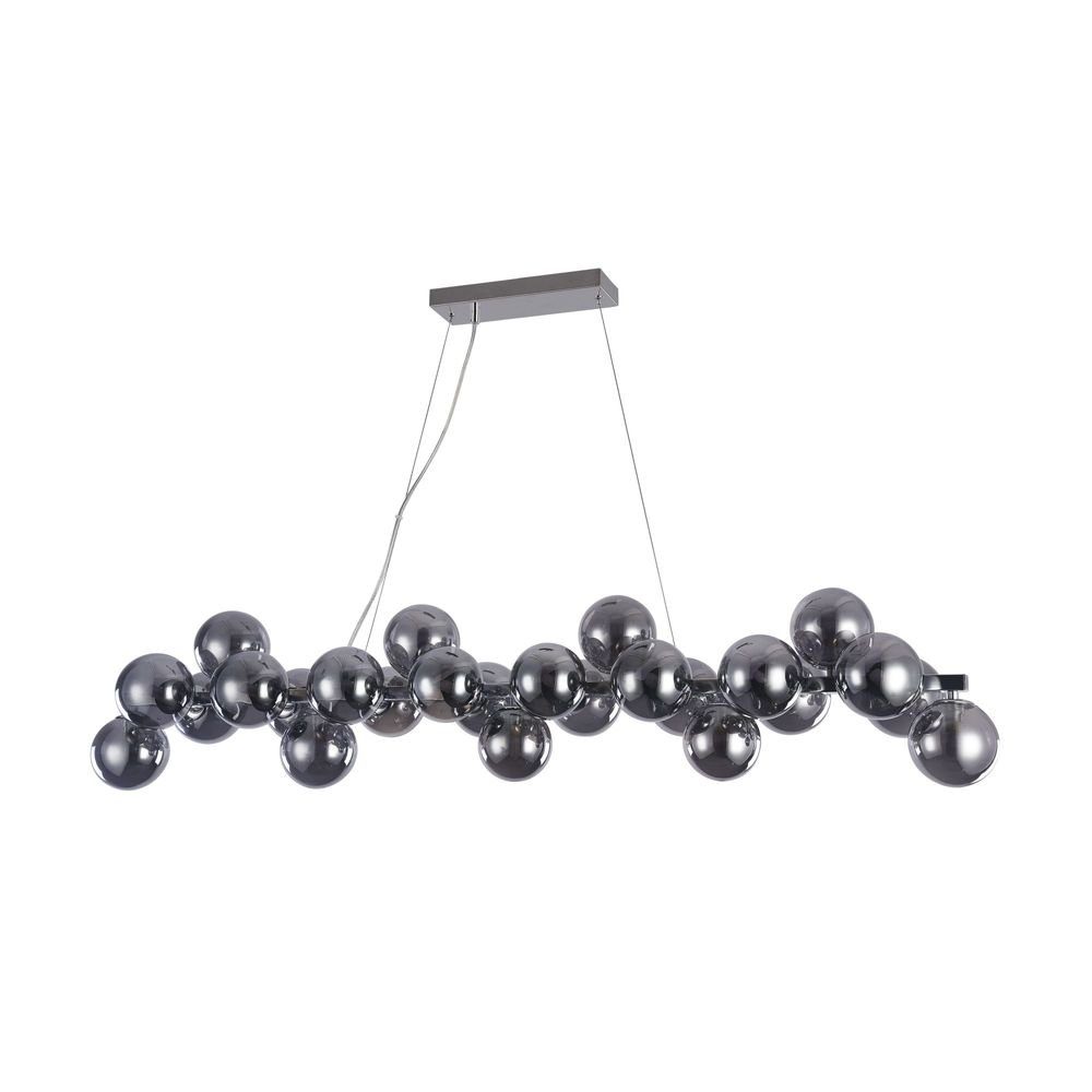 Licht-Trend Pendelleuchte Moderne Esstischlampe Glob 120cm Chrom 25 Rauchgläser Chrom, Rauch