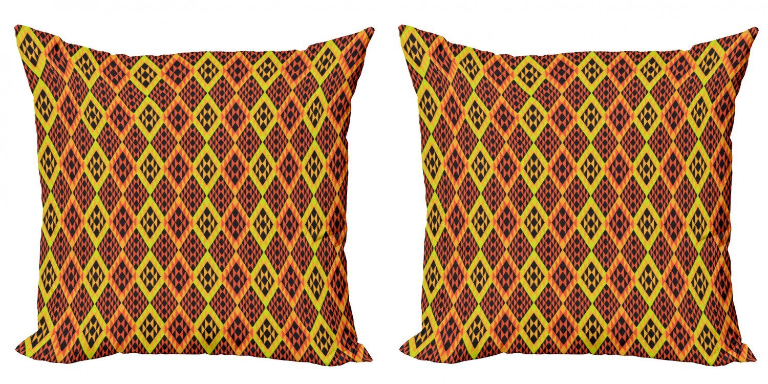 Kissenbezüge Modern Accent Doppelseitiger Digitaldruck, Abakuhaus (2 Stück), Kente Muster peruanische Rhombus