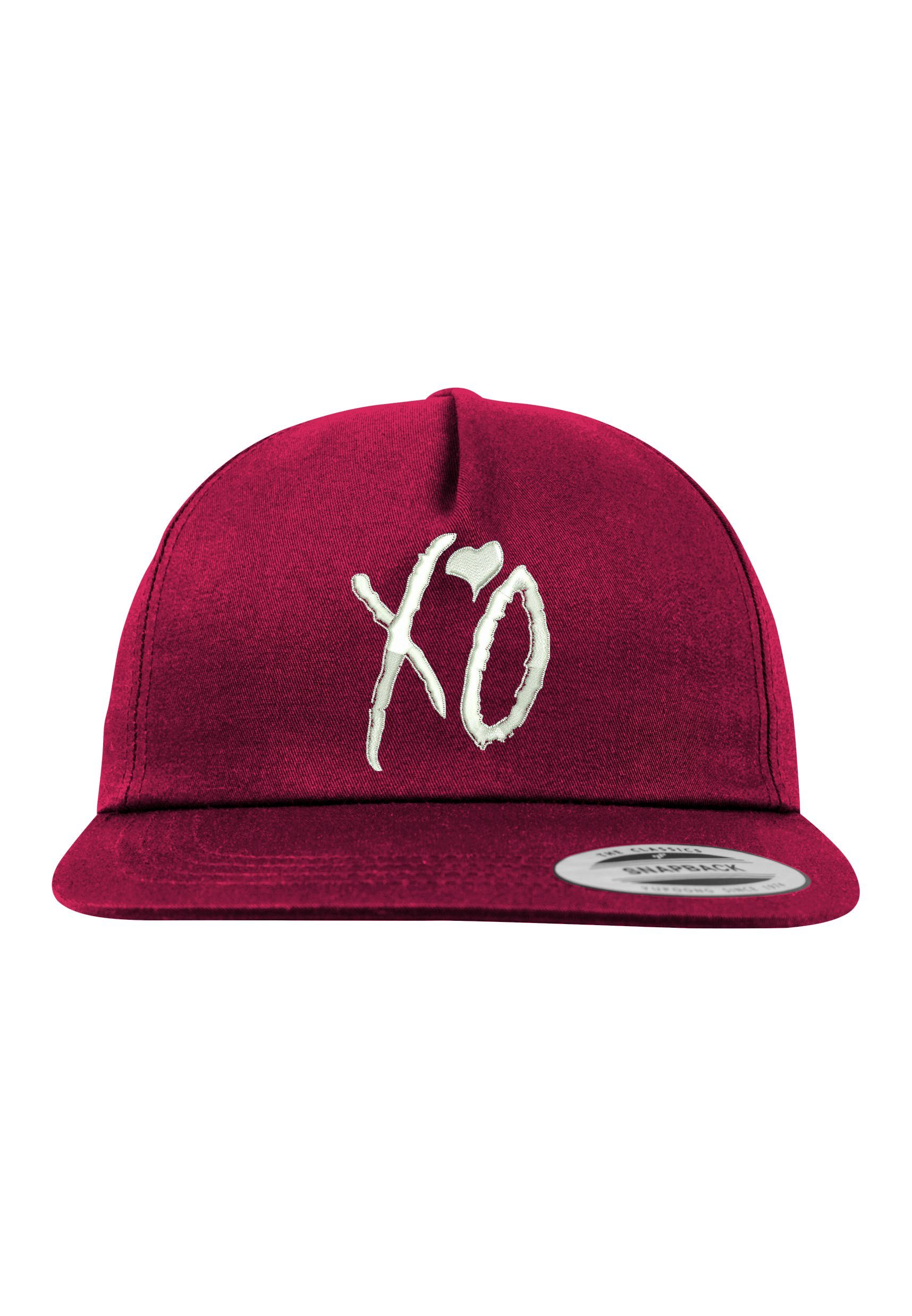 Youth Designz Baseball Cap XO Unisex Snapback Cap mit modischer Logo Stickerei Burgundy