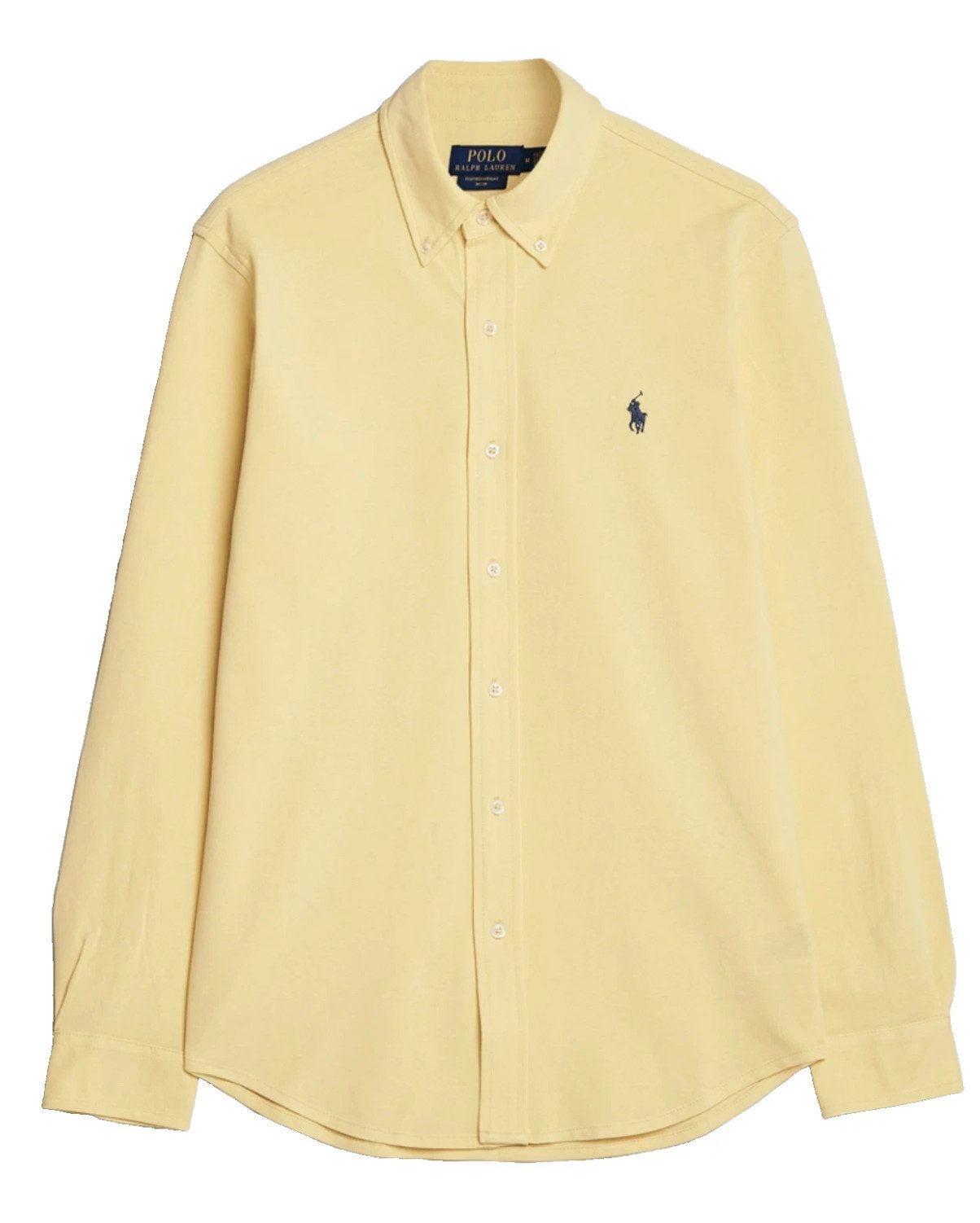 Polo Ralph Lauren Langarmhemd Herren Featherweight Mesh Piqué Custom Slim Fit Shirt Hemd Atmungsaktive Mesh-Struktur, klassisches Brustlogo