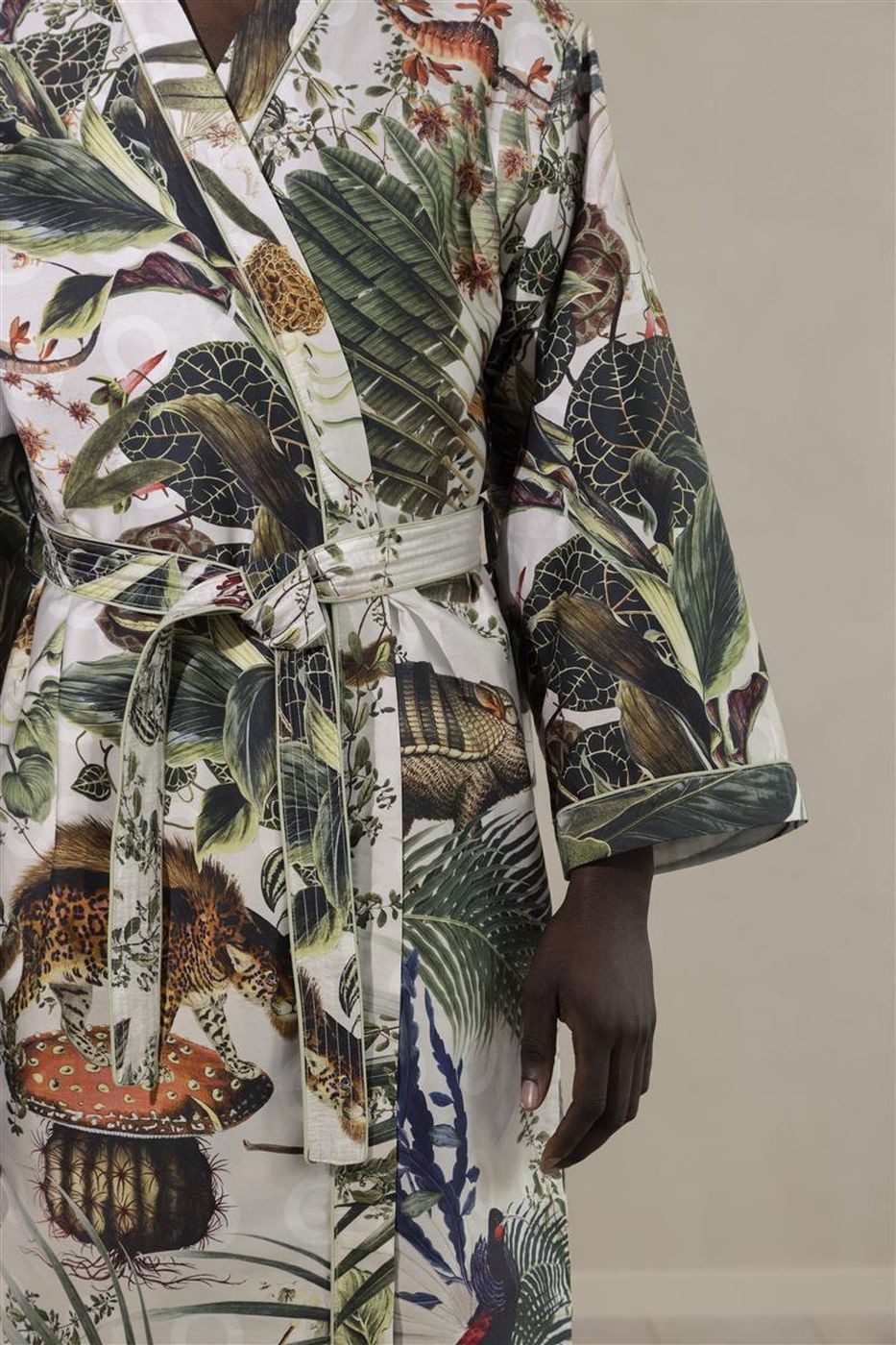 Beddinghouse Bademantel Menagerie Kimono_Ivory_UV_UV_L/XL L/XL L/XL, Gürtel, Bademantel Damen und Herren Morgenmantel Frottee