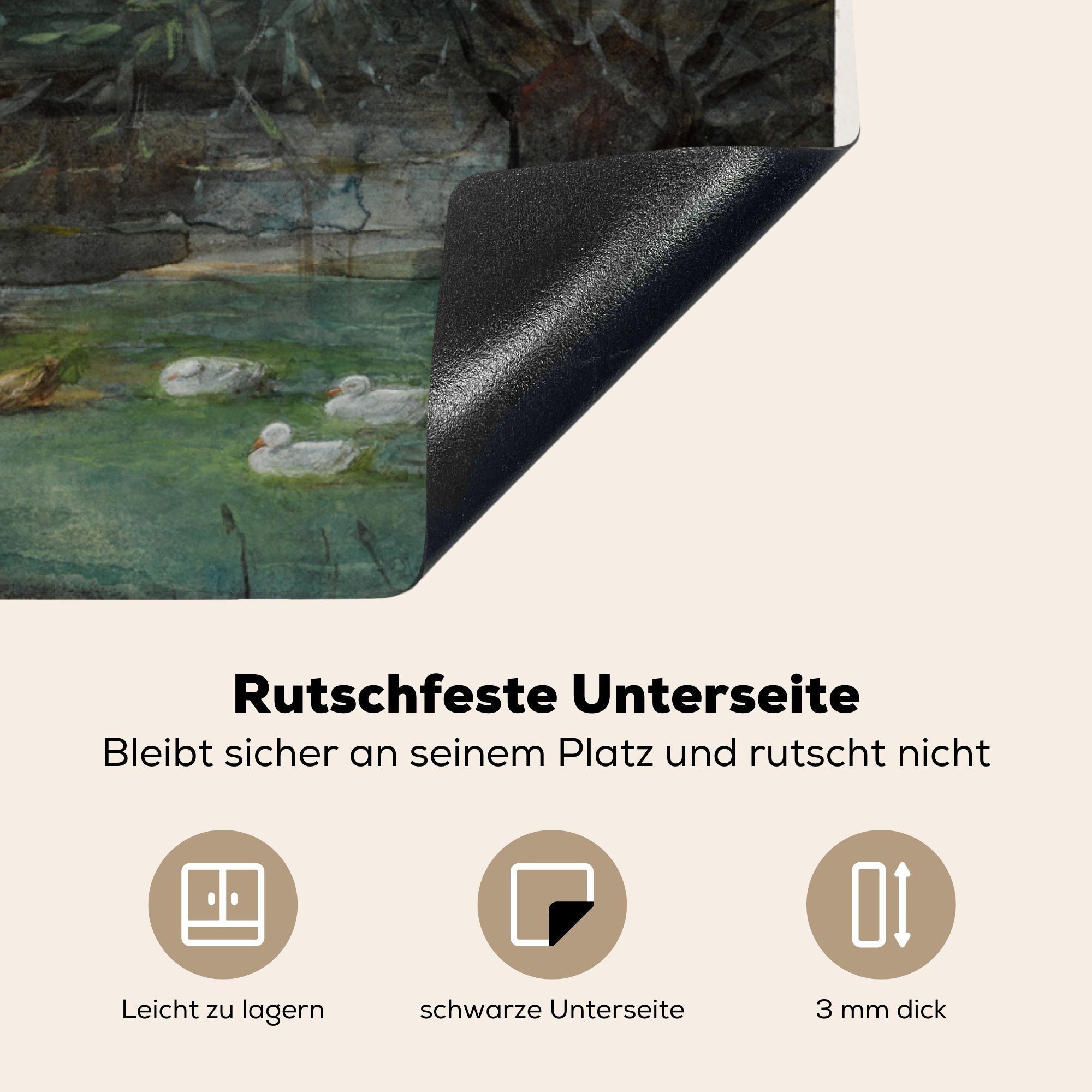 tlg), küche Arbeitsplatte für Heuhaufen - Piet Herdblende-/Abdeckplatte 78x78 Ceranfeldabdeckung, MuchoWow Vinyl, Mondrian, (1 cm,