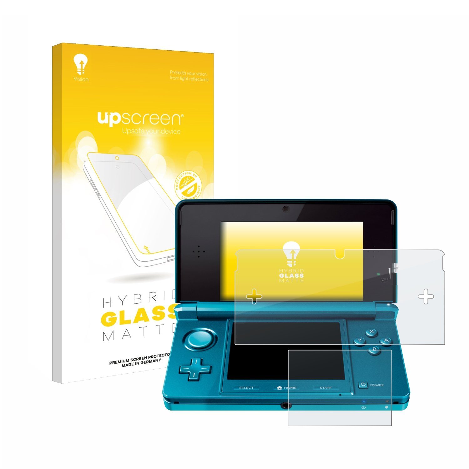 upscreen Panzerglasfolie für Nintendo 3DS, Displayschutzglas, Schutzglas Glasfolie matt entspiegelt