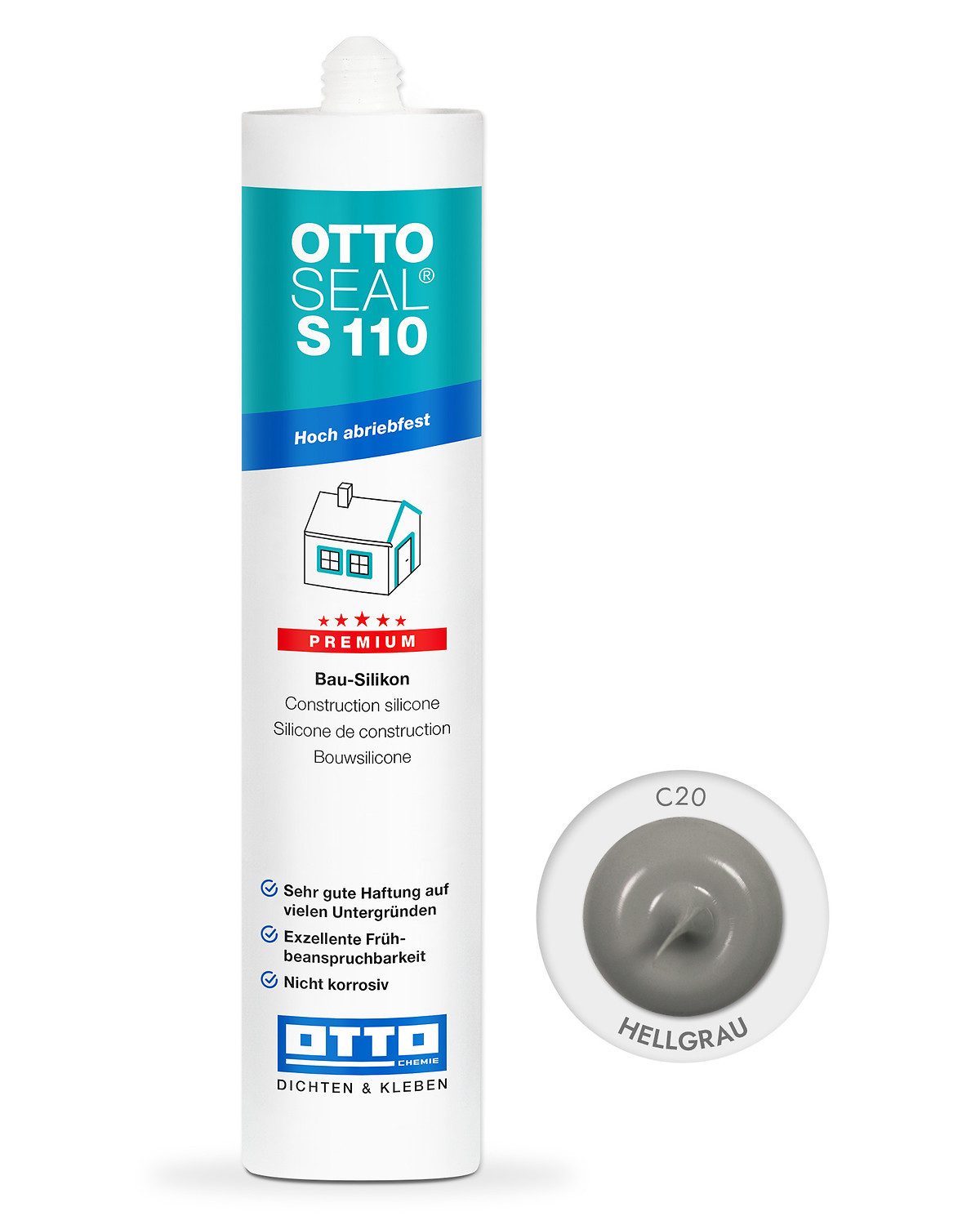 OTTO-Chemie Silikon Ottoseal S110 Premium-Bau-Silikon 310ml, Exzellente Verarbeitbarkeit, für innen und außen, ideal zum Abdichten