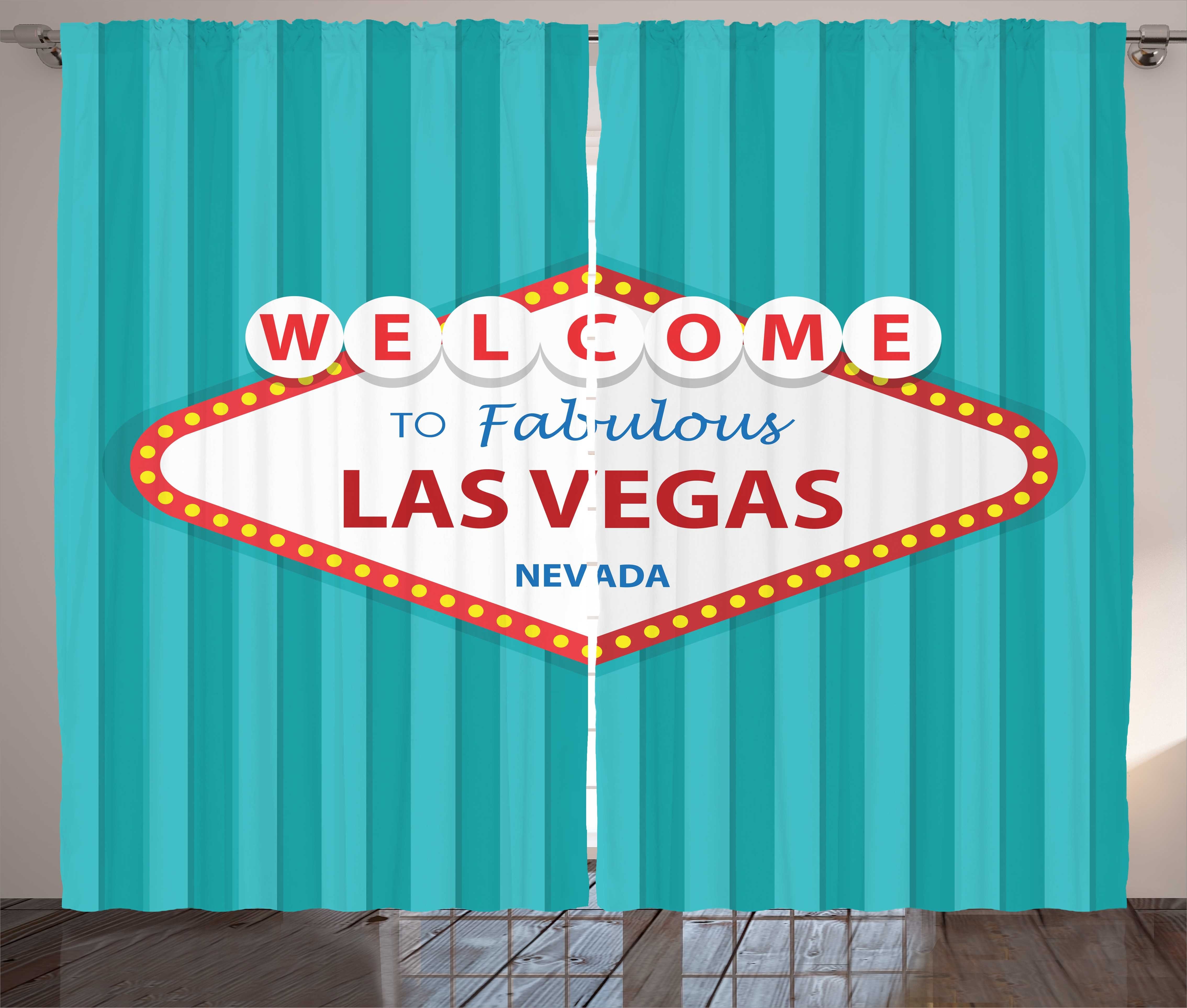 Gardine Schlafzimmer Kräuselband Vorhang mit Schlaufen und Haken, Abakuhaus, Las Vegas Eingang City Schild