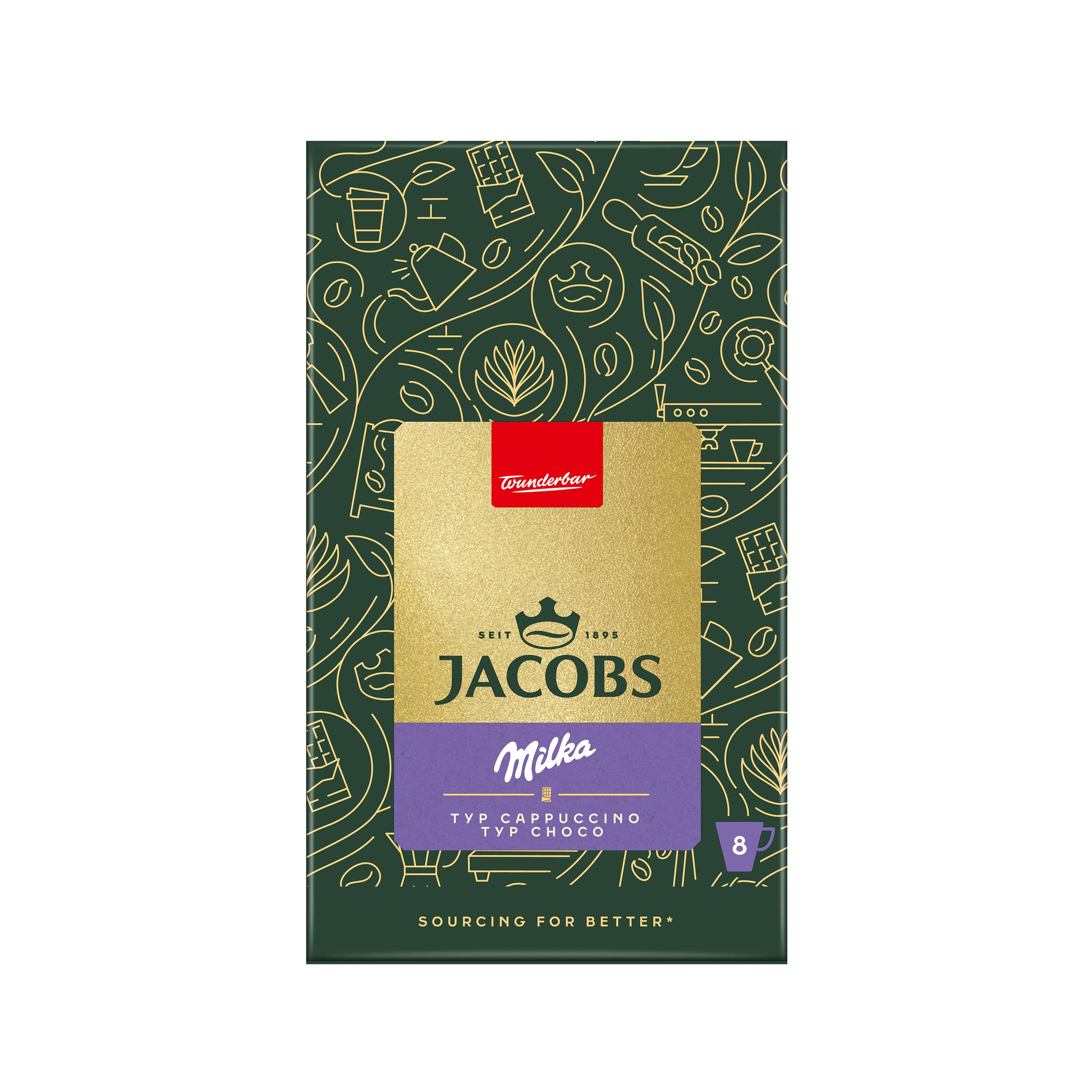 JACOBS Kaffee Löskaffee Typ Cappuccino Milka* Geschmack 10 x 8 = 80 Getränke, (Packung, 10er Pack)