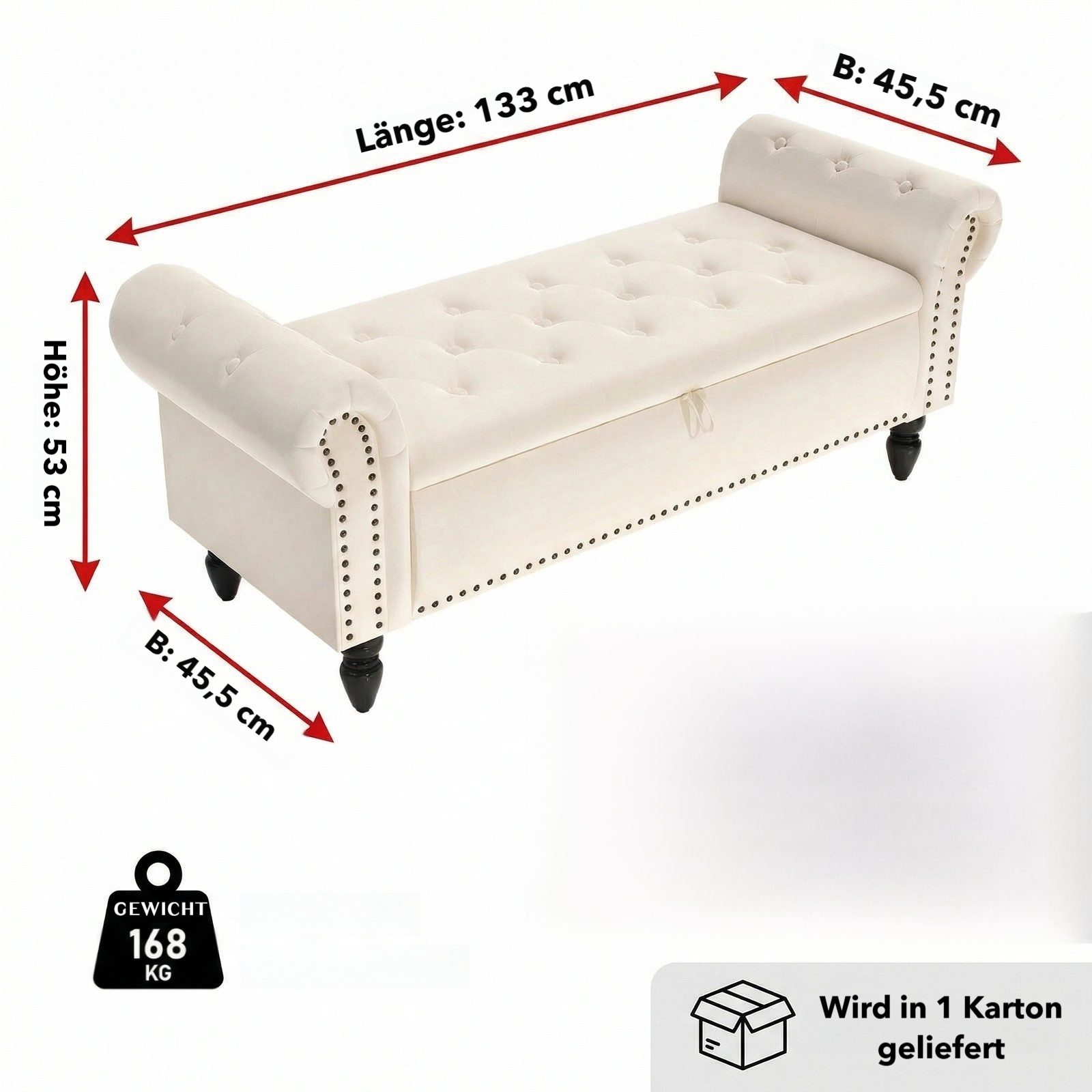 TLGREEN Bettbank Doppelter Hocker mit Stauraum, (Samt,Eleganz und Komfort mit Stauraum), Multifunktionsbank für Wohnzimmer,Schlafzimmer