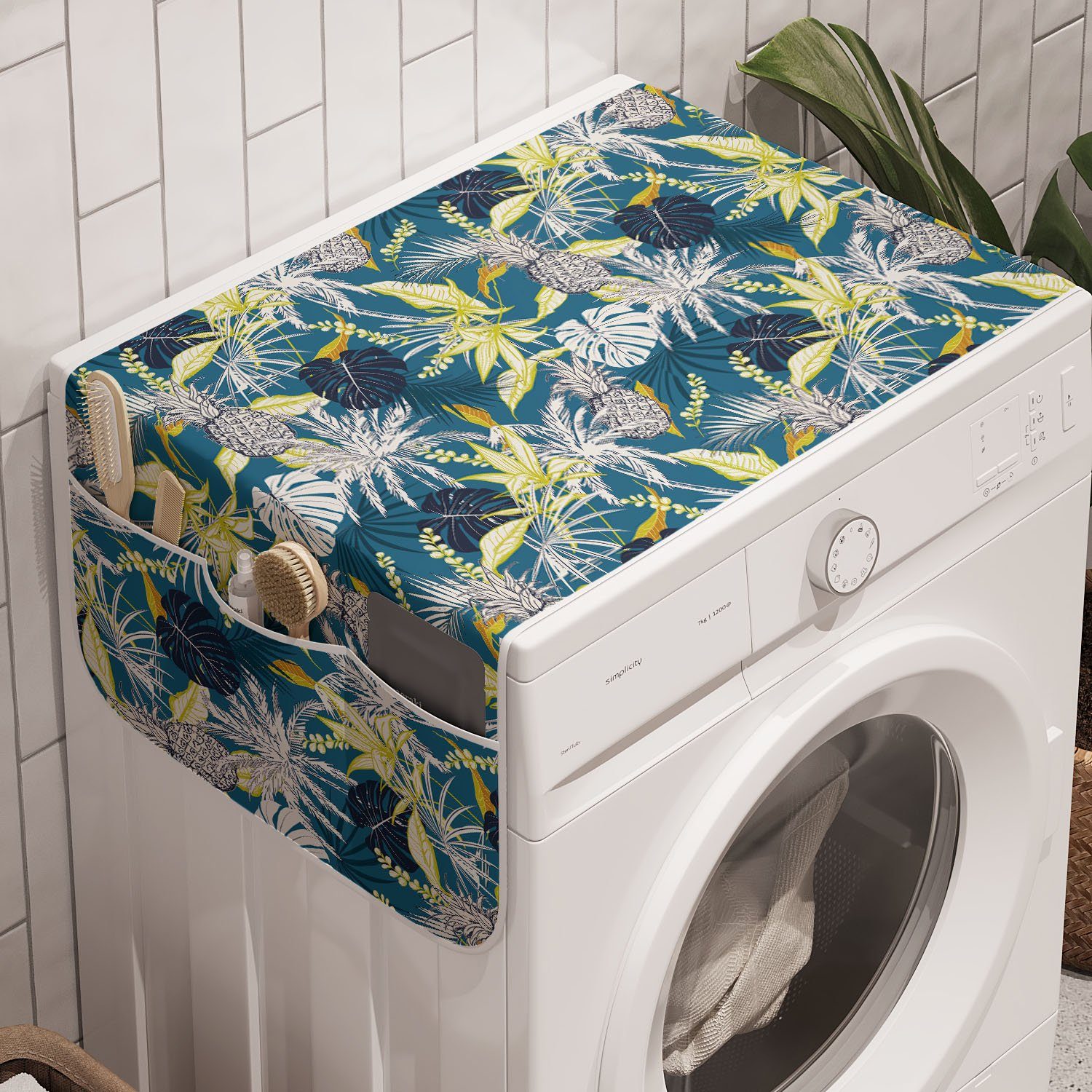 Badorganizer Waschmaschine Anti-Rutsch-Stoffabdeckung und und Trockner, Sommer Wendekreis Blätter Abakuhaus Ananas für