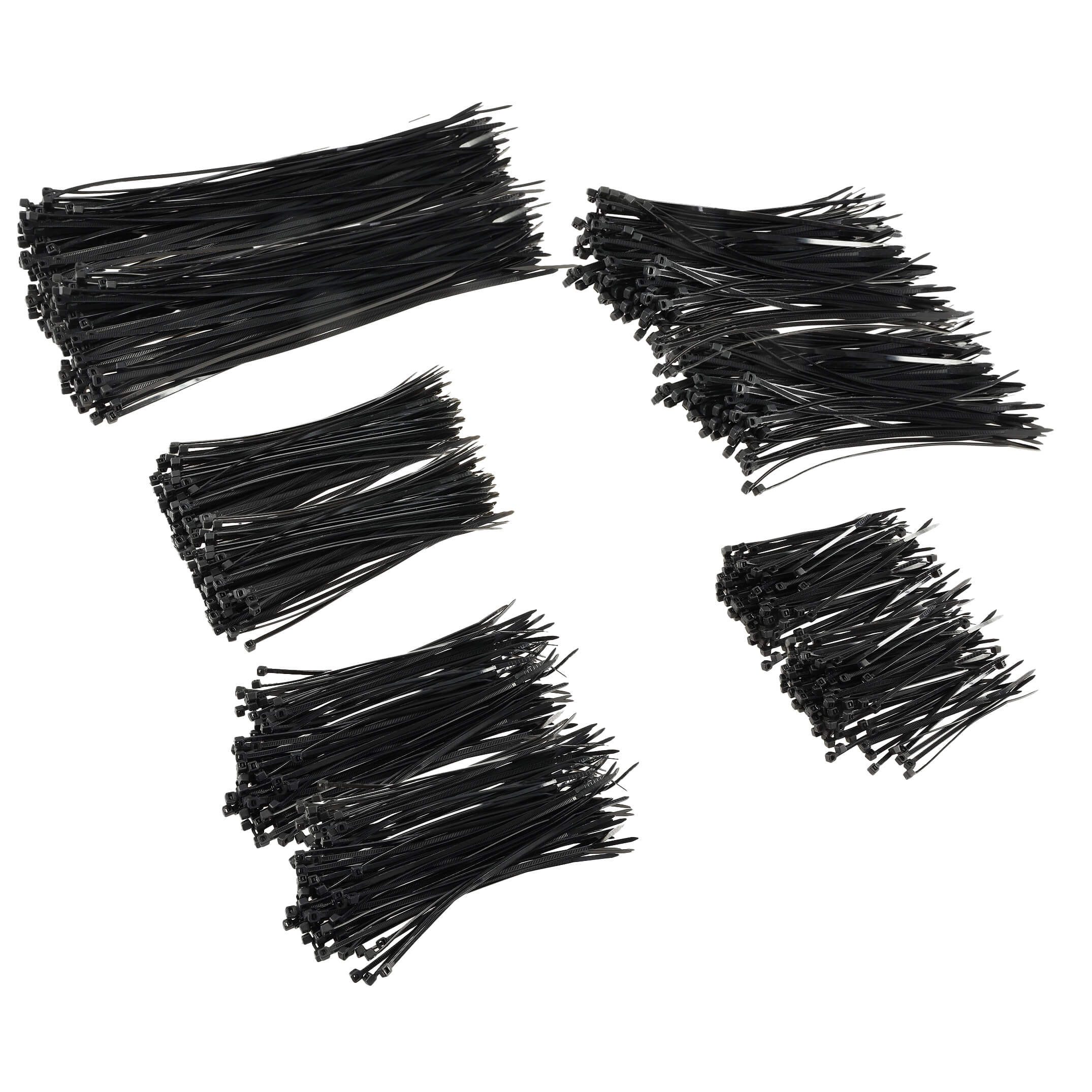 ChiliTec Kabelbinder 1000 tlg Kabelbinder Set schwarz - 5 Größen, UV-beständig, (1000-St) Wetterfest, UV-Beständig, 5 Größen