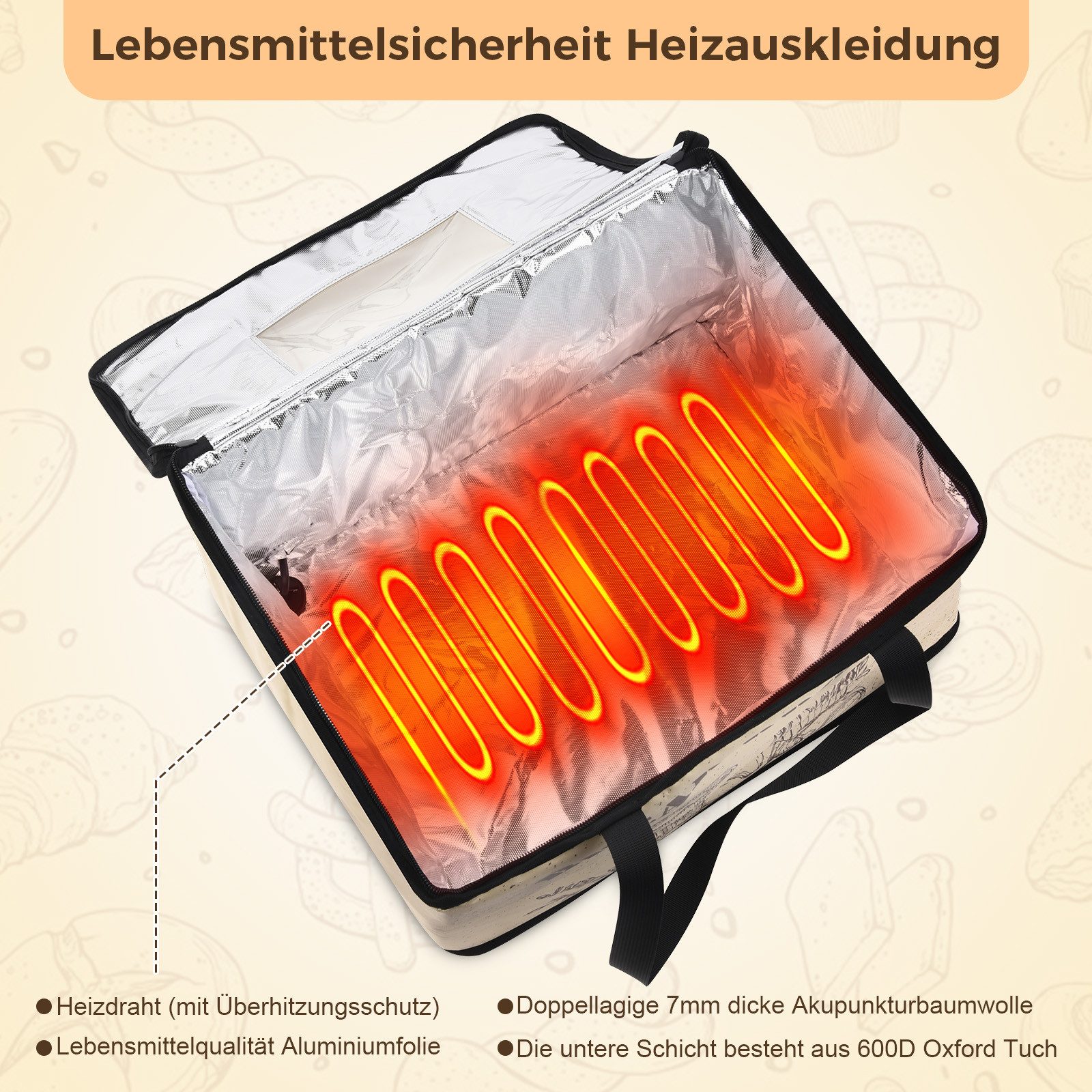 PRIISF Gärkorb Brot Gärbox mit Heizung Faltbare Brot Gärschrank Einstellbare Timer, (Beheizbarer Teiggärbox Sauerteig Warmhalte Gärkörbchen Brotgärset Teiggärset), für Zuhause, Brot, Pizza, Joghurt, Reiswein, Natto, Handgemachter