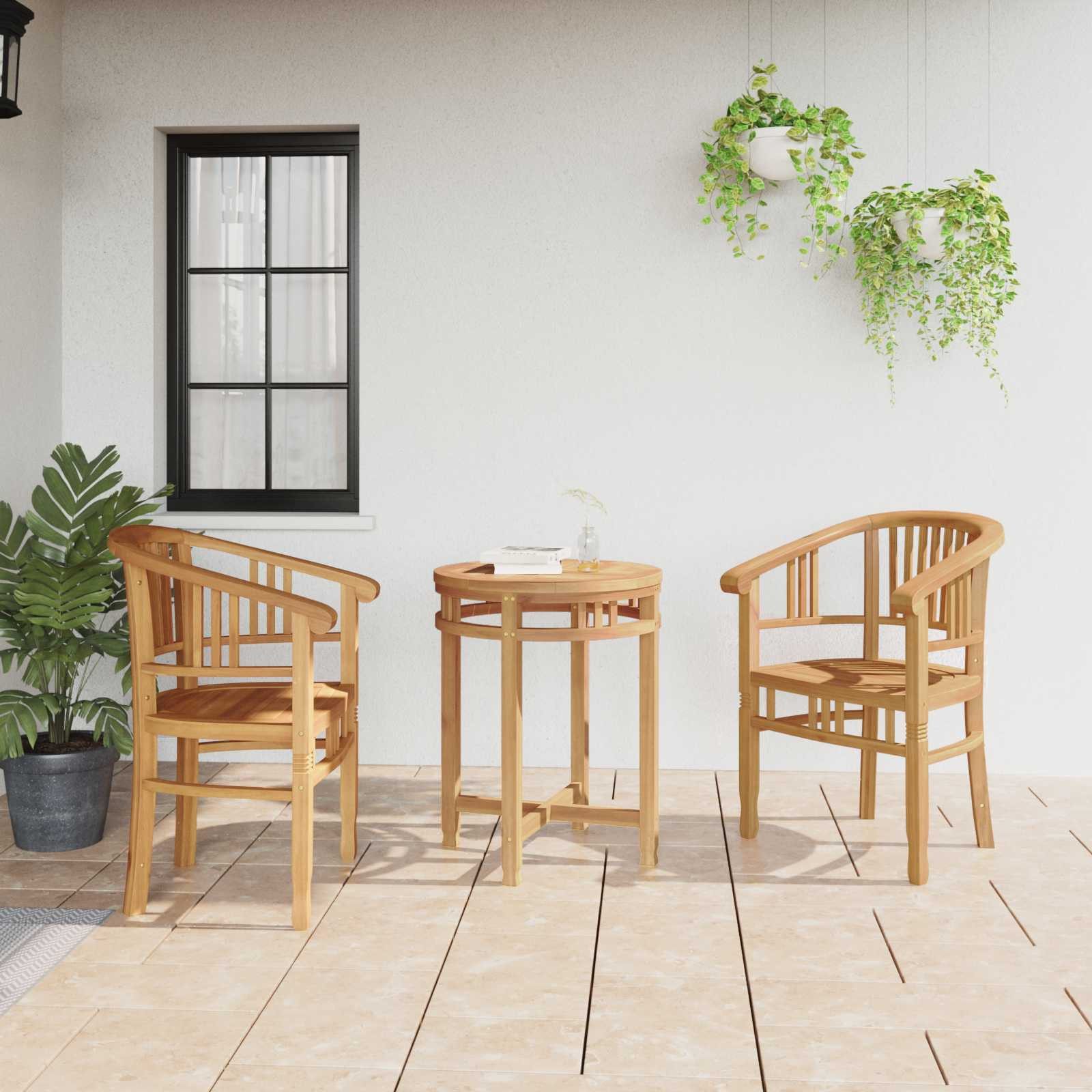 vidaXL Gartenstuhl Stuhl 2 Stk. Braun Massivholz (2 St)