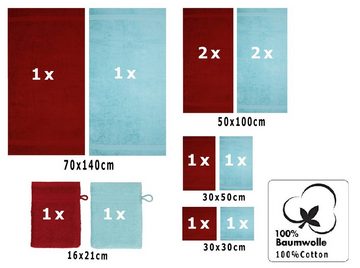 Betz Handtuch Set 12-tlg. Handtuch Set Premium Farbe rubinrot/Ocean, 100% Baumwolle, (12-tlg)