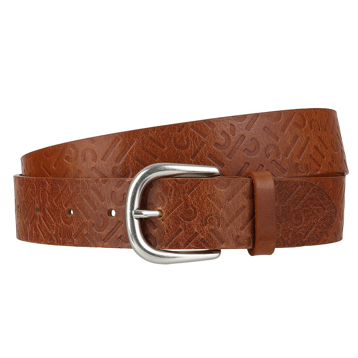 Ledergürtel brauner Leder Gürtel mit Dornschließe Logo Belt 030EA1S321-220